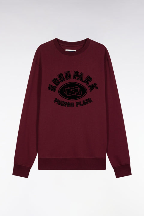 Sweatshirt à col rond en coton mélangé bordeaux coupe Relaxed - Image 2