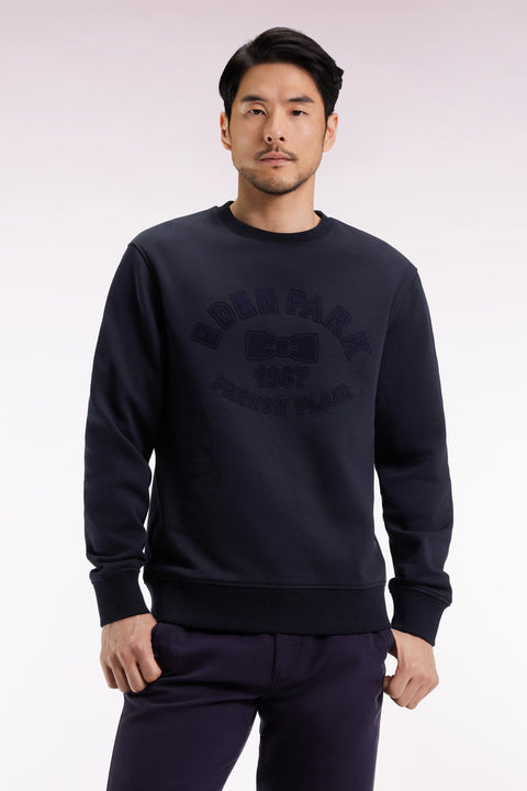 Sweatshirt à col rond en coton mélangé écru coupe Relaxed - Image 1
