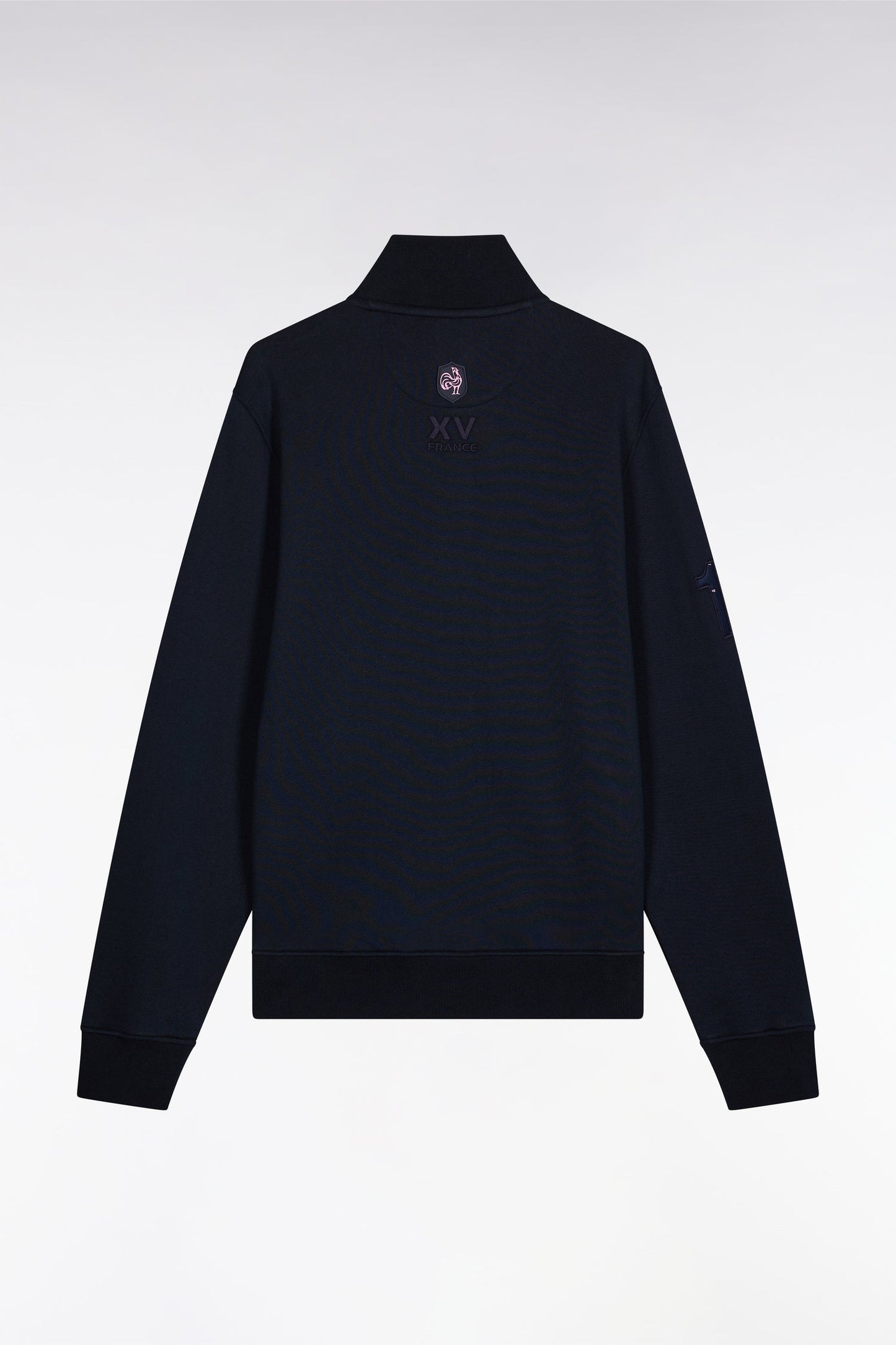 Sweatshirt zippé en coton marine broderie 10 coupe droite