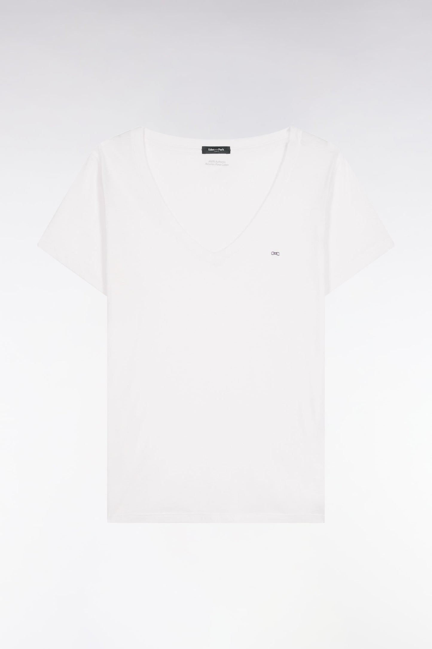 T-shirt à manches courtes en coton Pima blanc col V