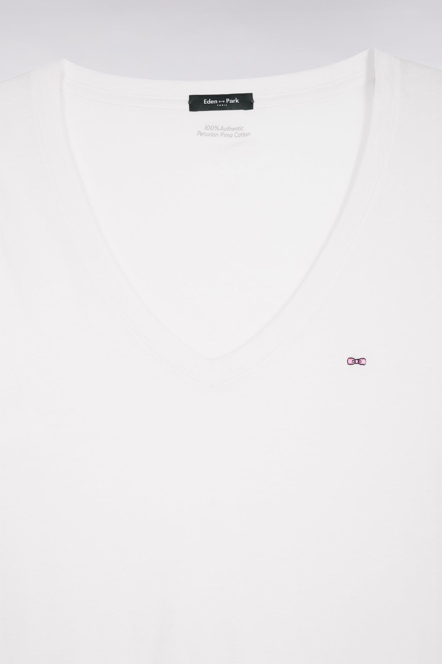 T-shirt à manches courtes en coton Pima blanc col V