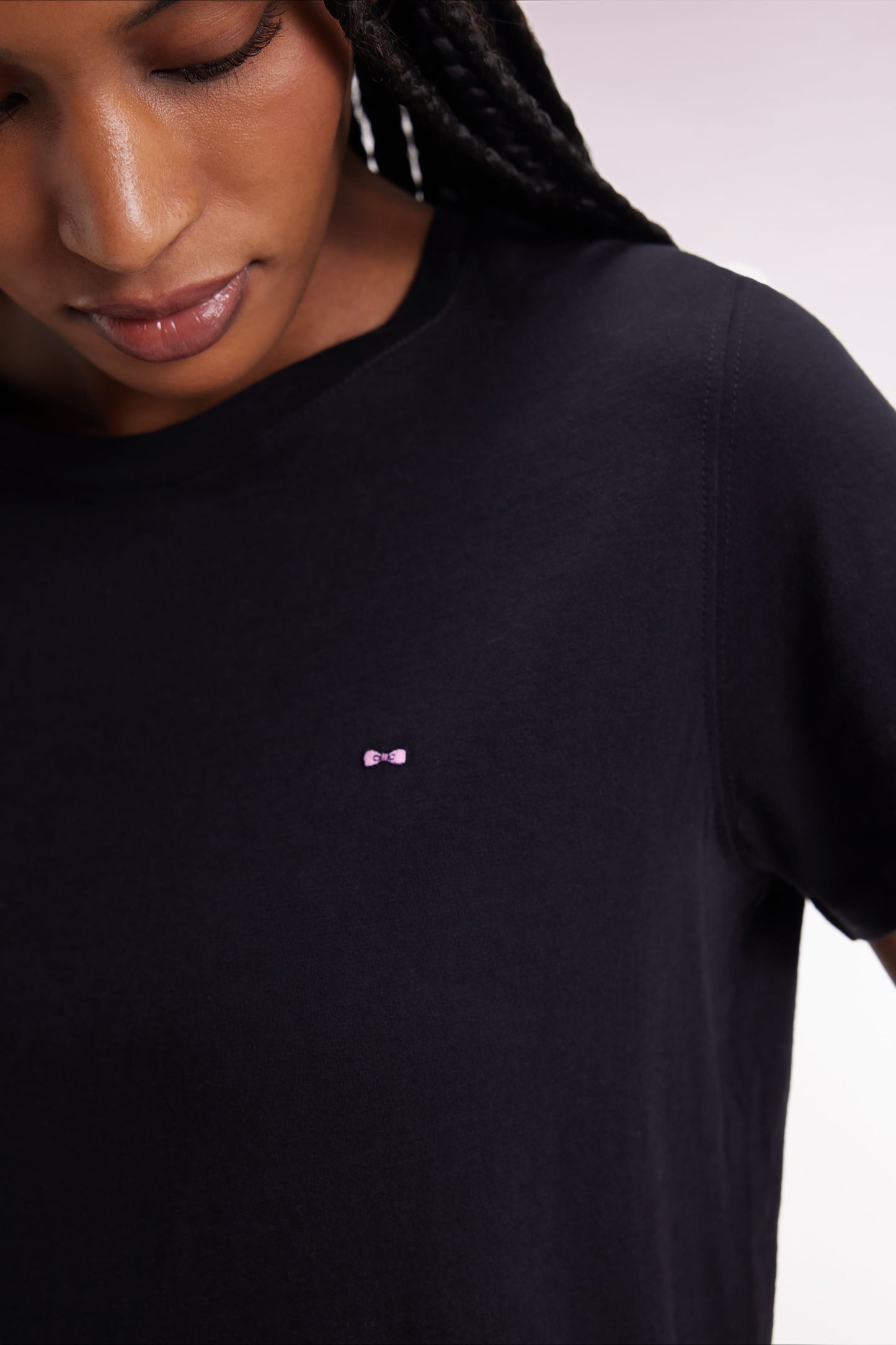 T-shirt à manches courtes en coton Pima noir col rond
