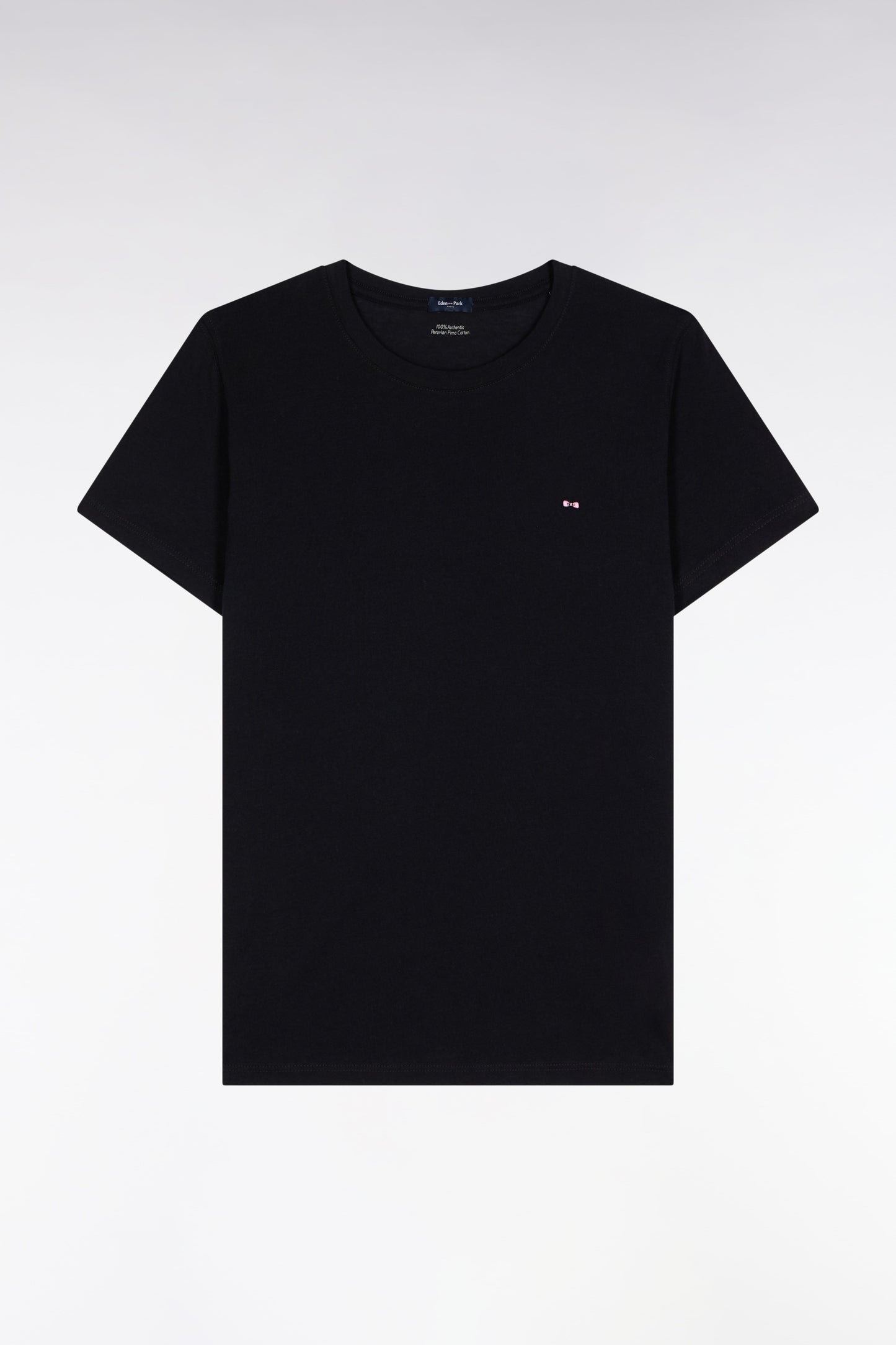 T-shirt à manches courtes en coton Pima noir col rond