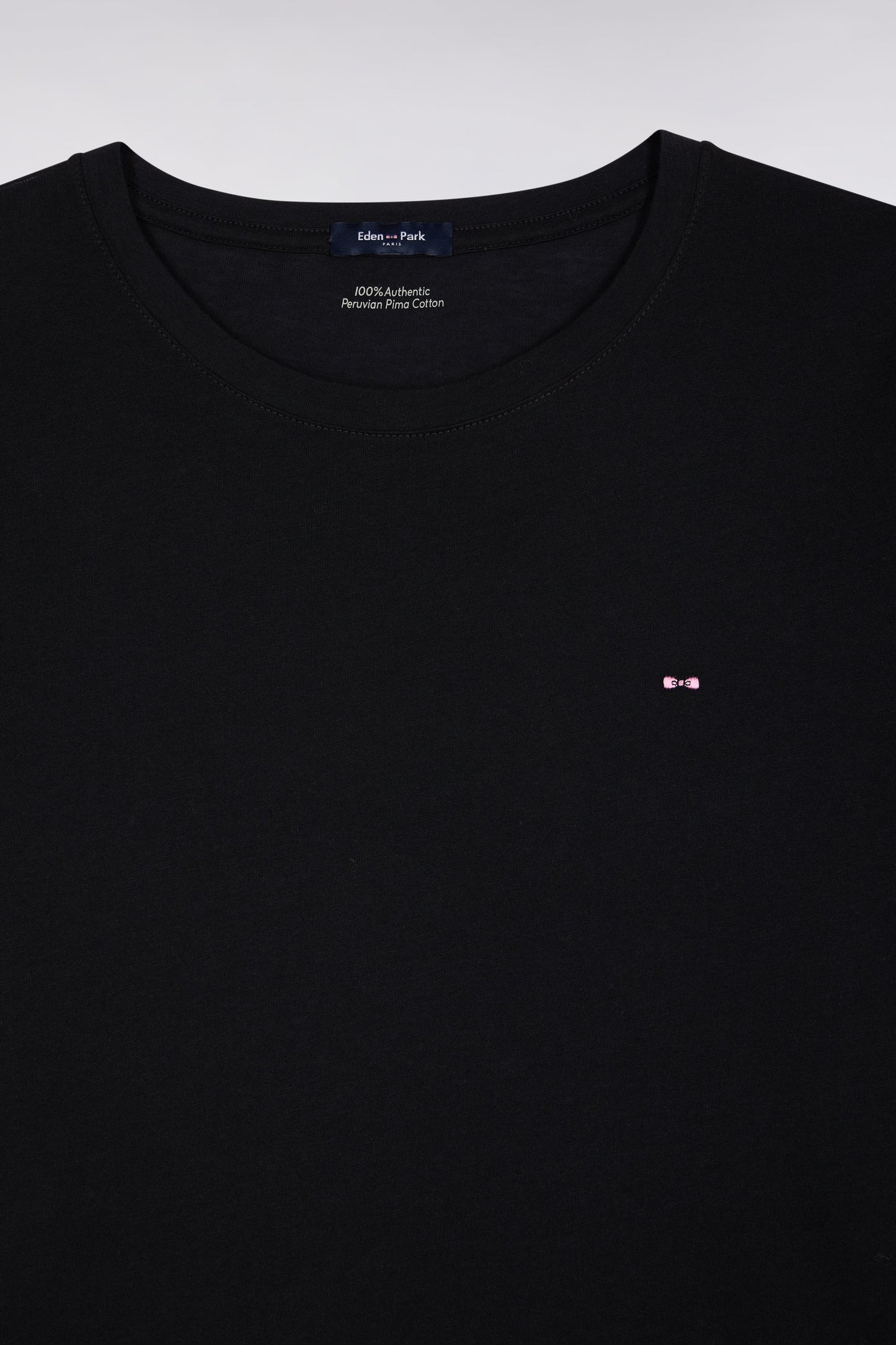 T-shirt à manches courtes en coton Pima noir col rond