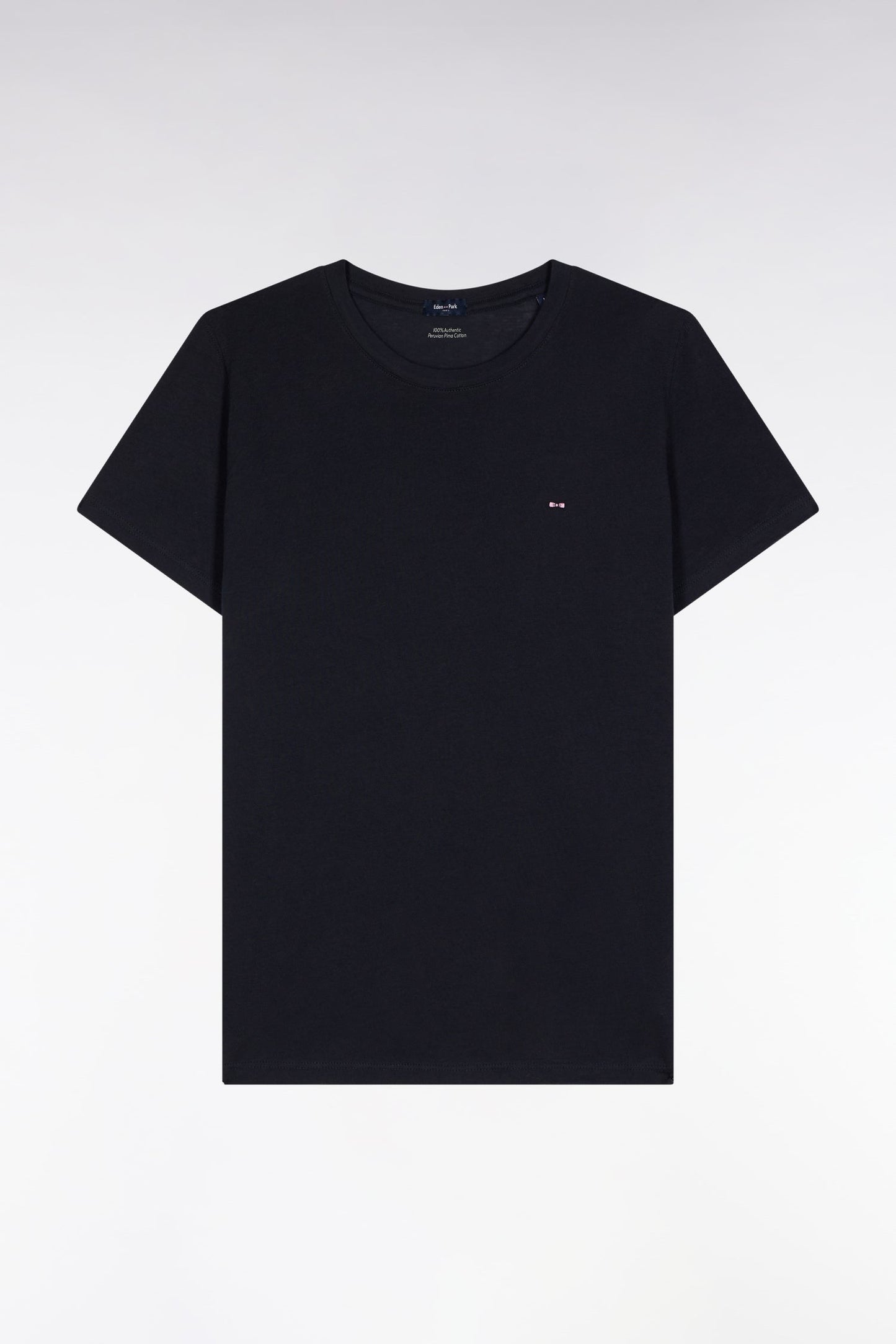 T-shirt à manches courtes en coton Pima marine col rond