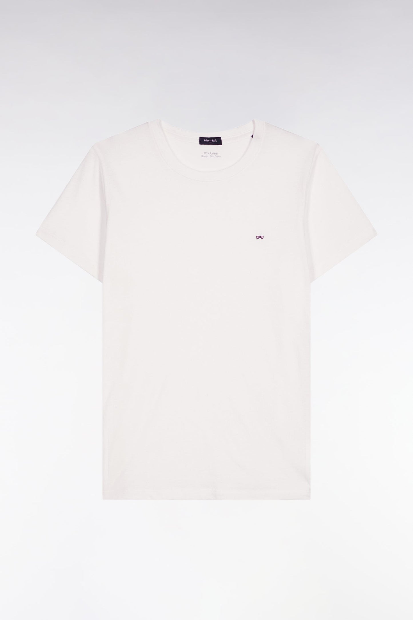 T-shirt à manches courtes en coton Pima blanc col rond