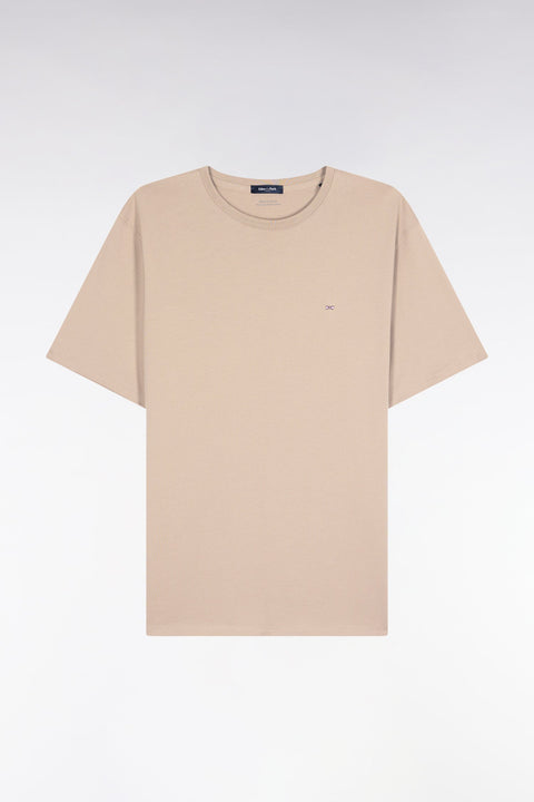 T-shirt manches courtes à col rond en coton Pima beige - Image 2