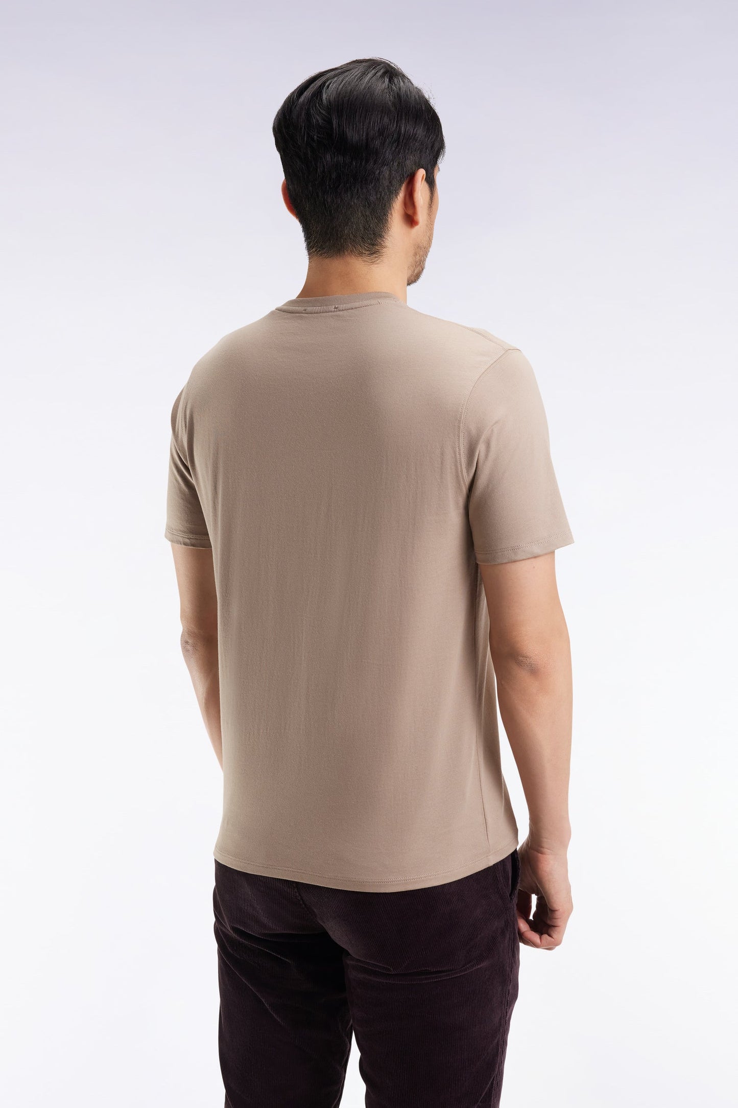 T-shirt manches courtes à col rond en coton Pima beige