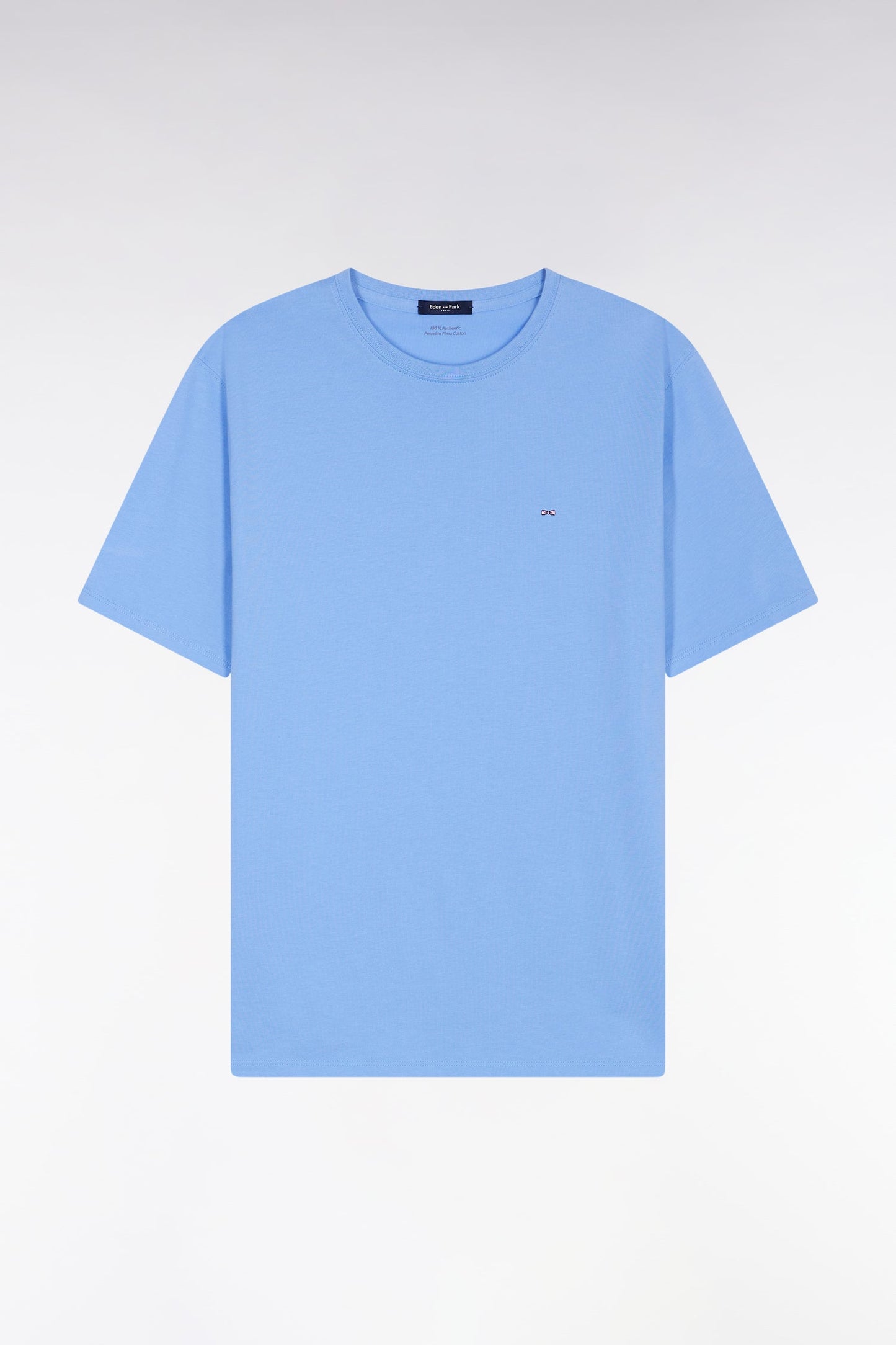 T-shirt manches courtes à col rond en coton Pima ciel