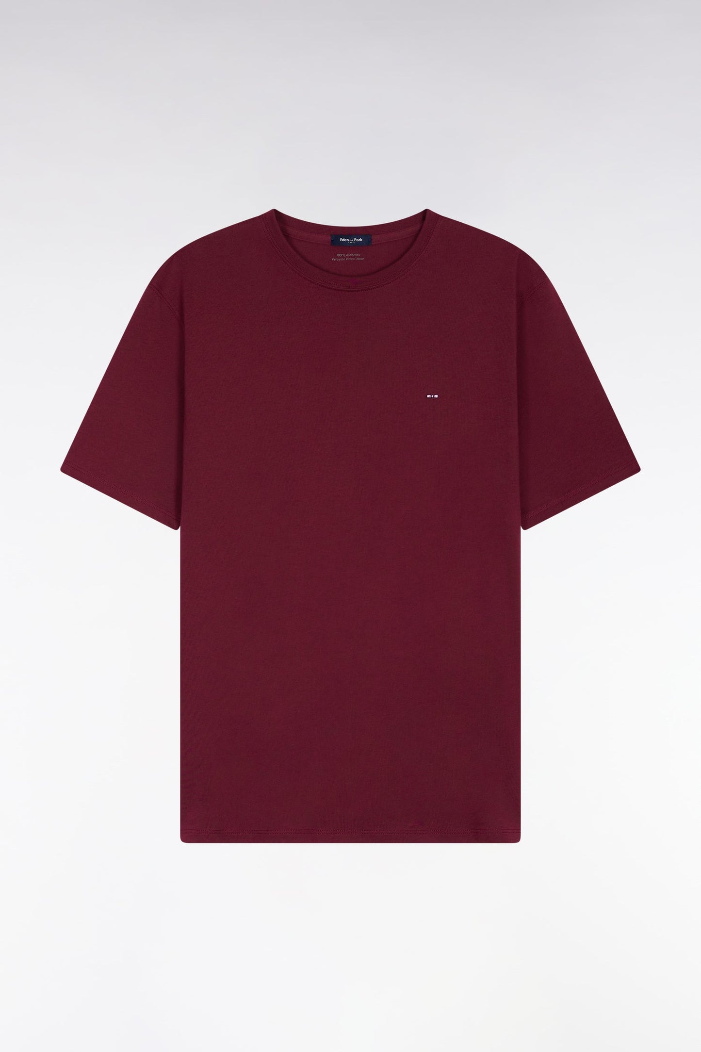 T-shirt manches courtes à col rond en coton Pima bordeaux