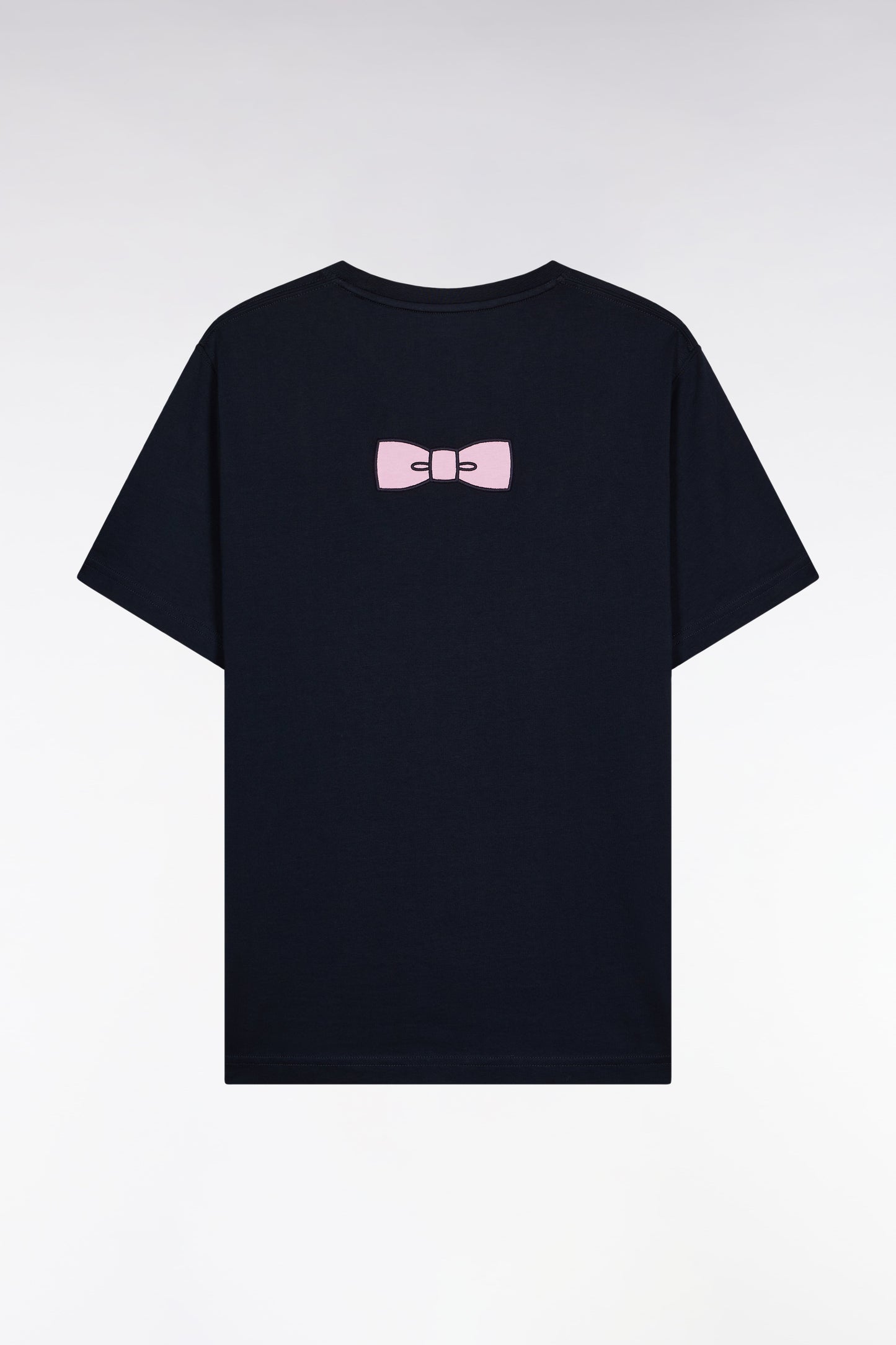 T-shirt à manches courtes broderie dos en coton Pima marine