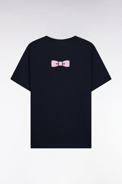 T-shirt à manches courtes broderie dos en coton Pima marine - Image 2