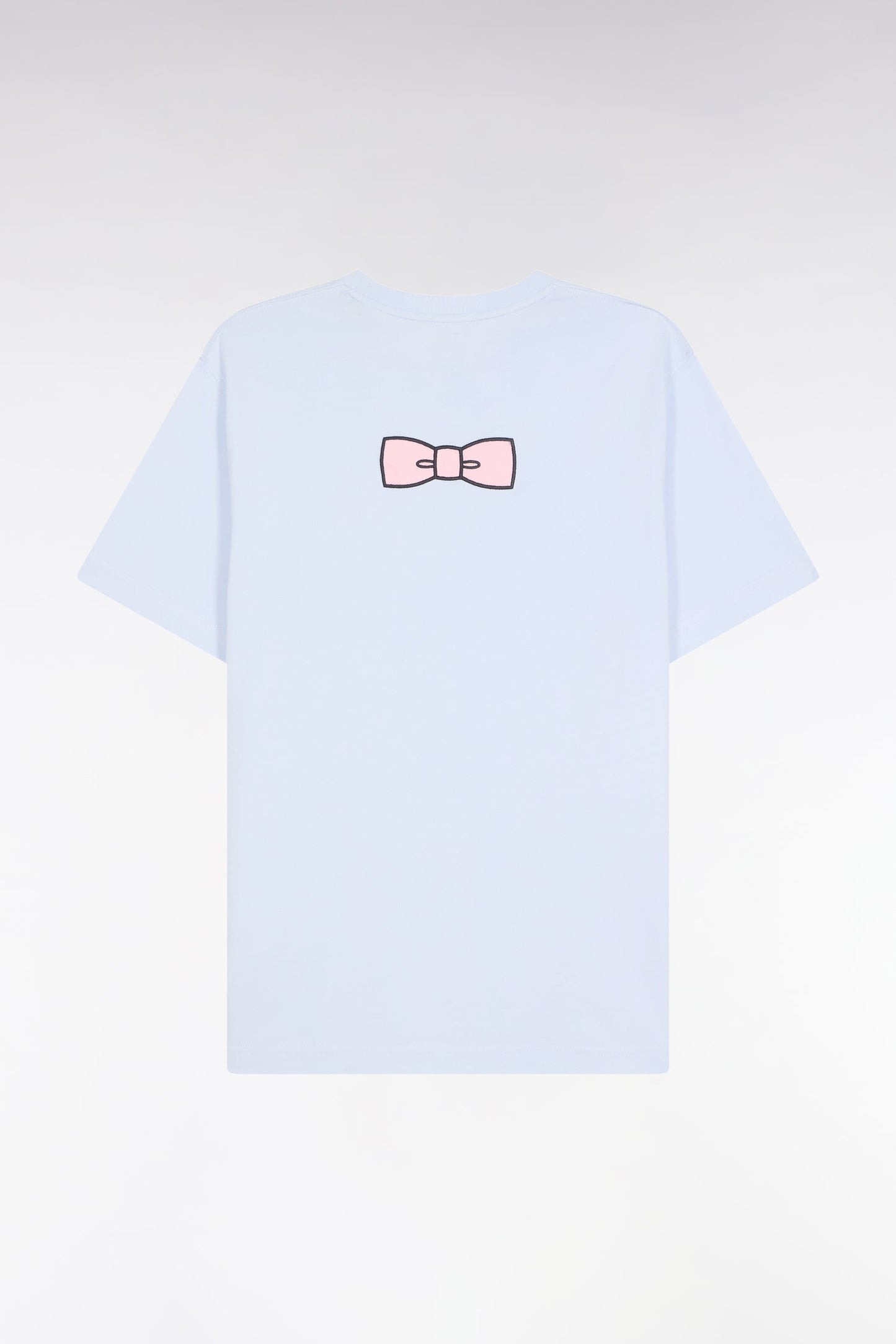 T-shirt à manches courtes broderie dos en coton Pima ciel