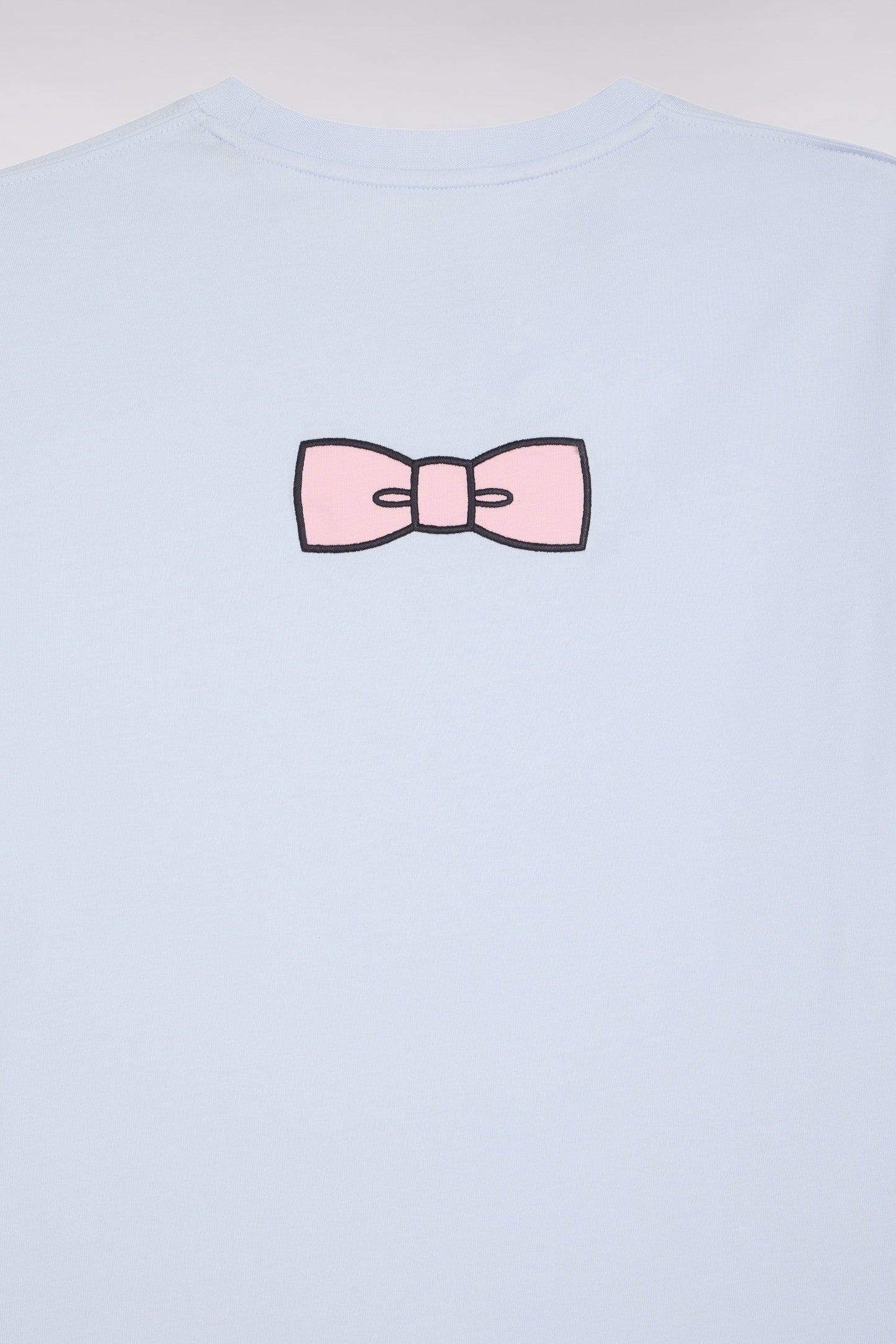 T-shirt à manches courtes broderie dos en coton Pima ciel