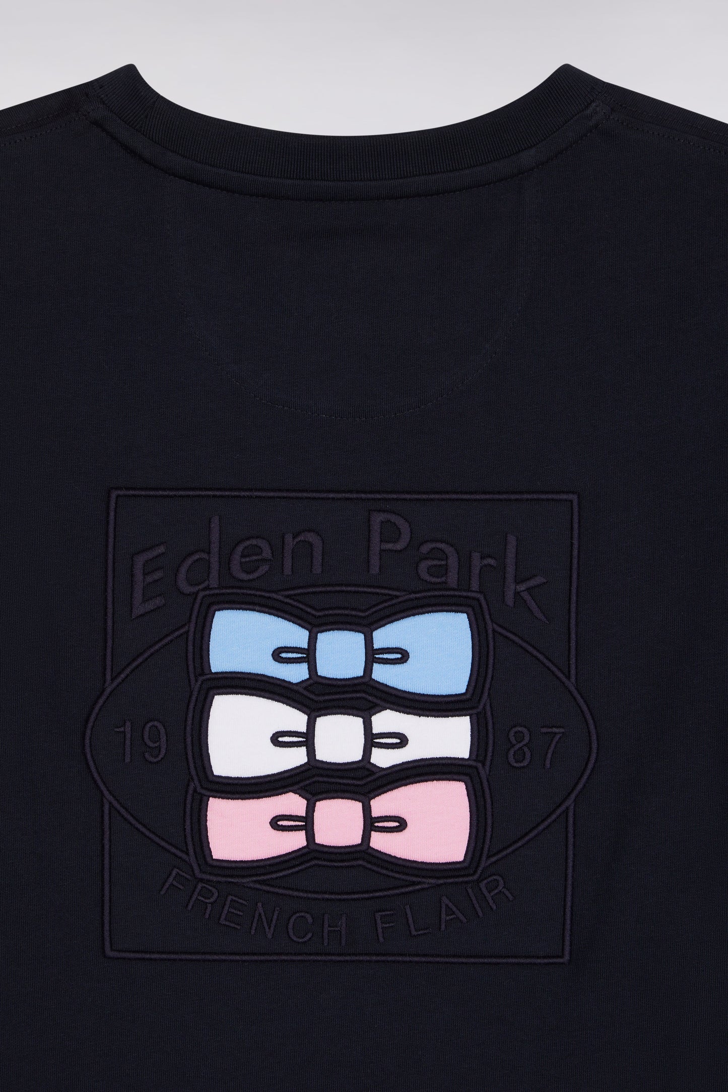 T-shirt à manches courtes contrastées en coton marine