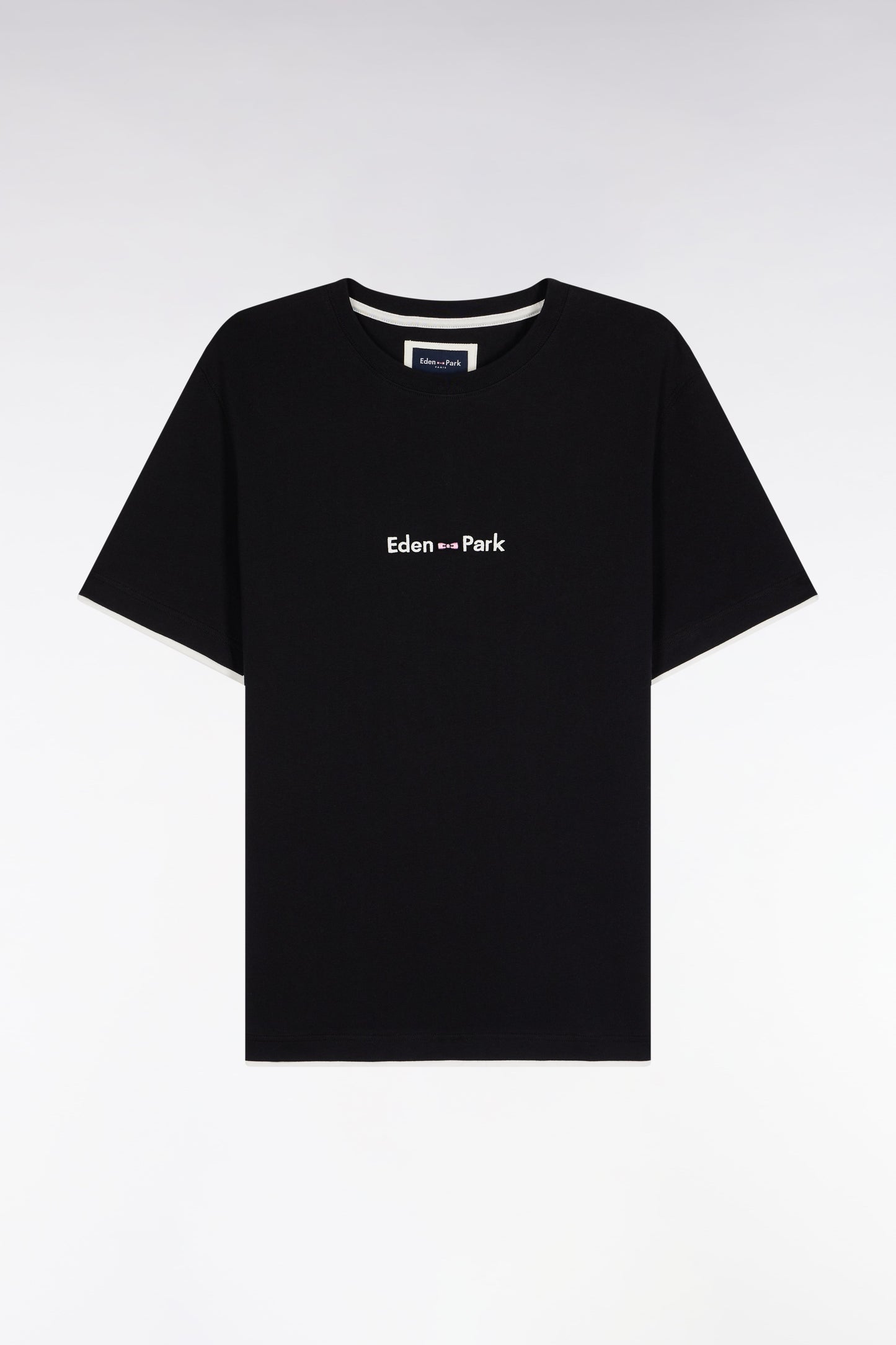 T-shirt à manches courtes broderie Eden Park en coton noir