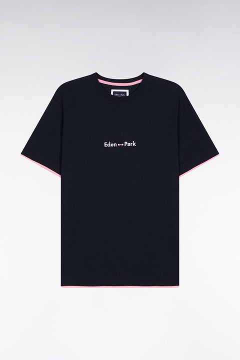 T-shirt à manches courtes broderie Eden Park en coton marine - Image 2