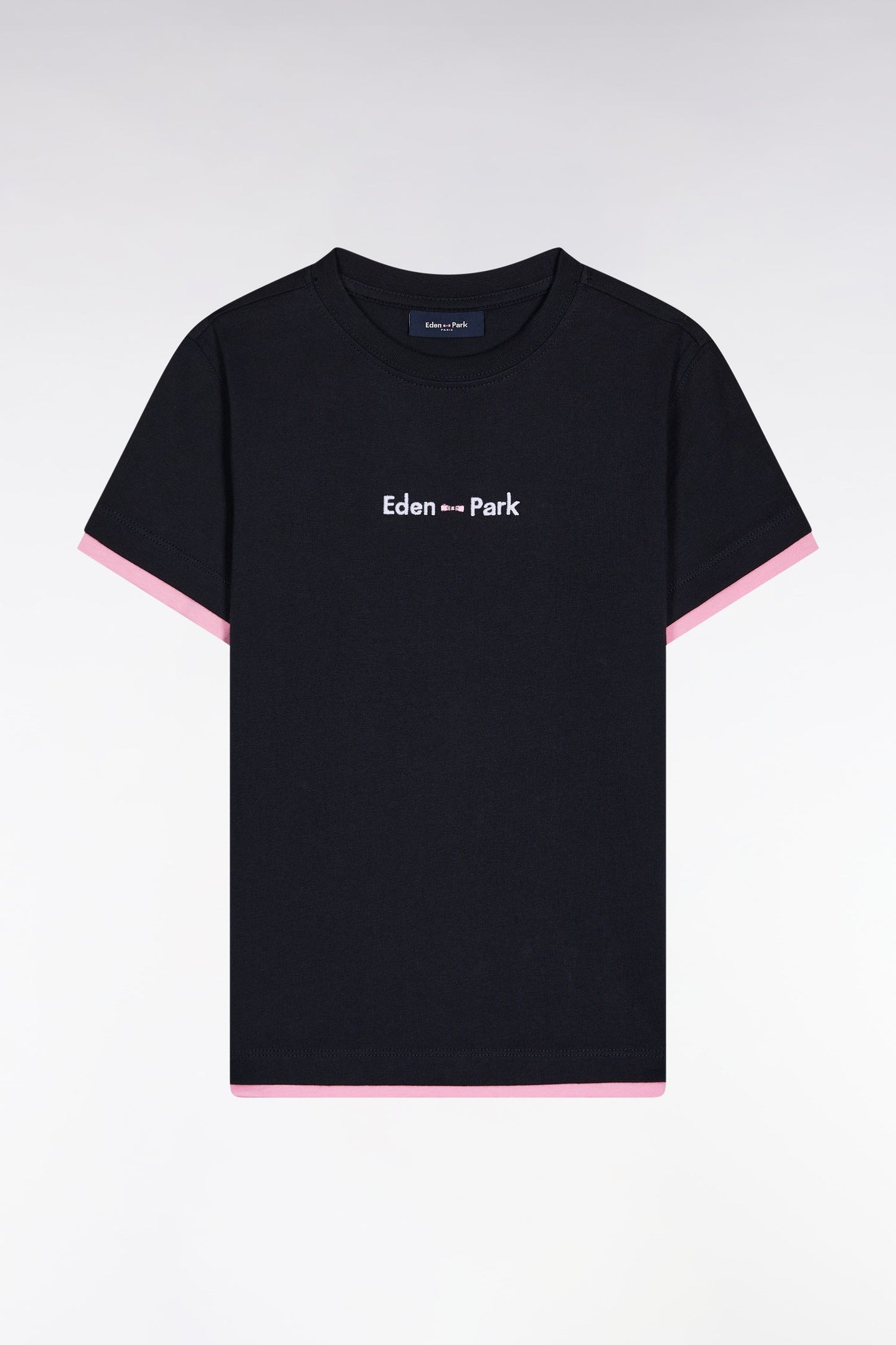 T-shirt en coton marine à manches courtes broderie Eden Park