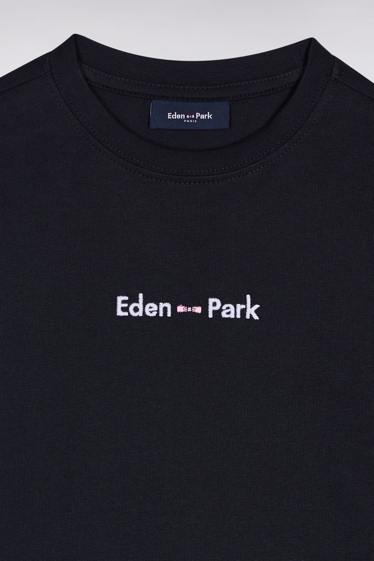 T-shirt en coton marine à manches courtes broderie Eden Park