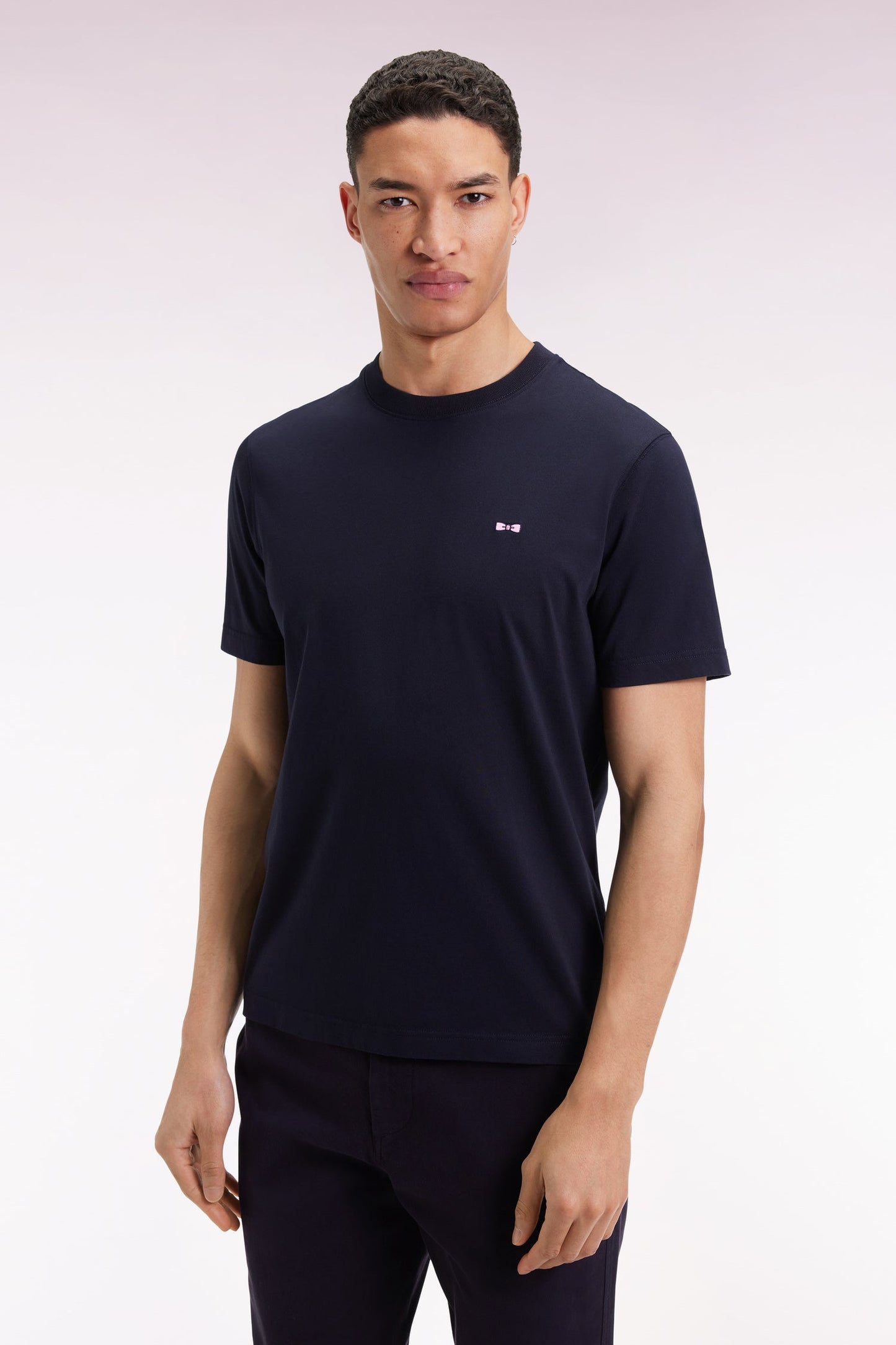 T-shirt à manches courtes dos brodé en coton marine
