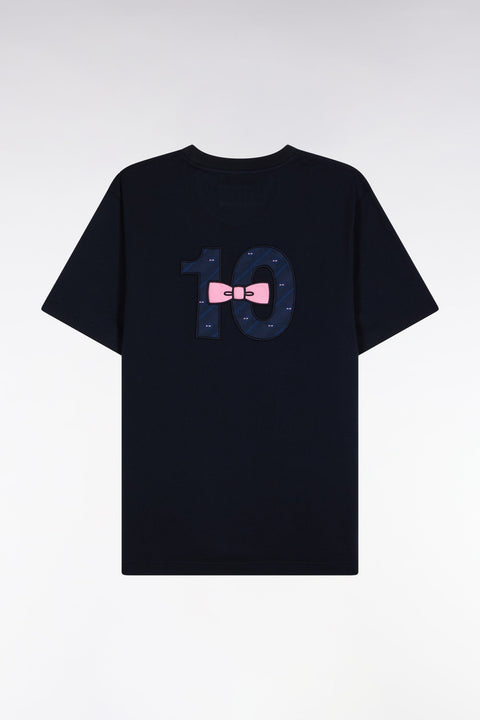 T-shirt à manches courtes dos brodé en coton marine - Image 2