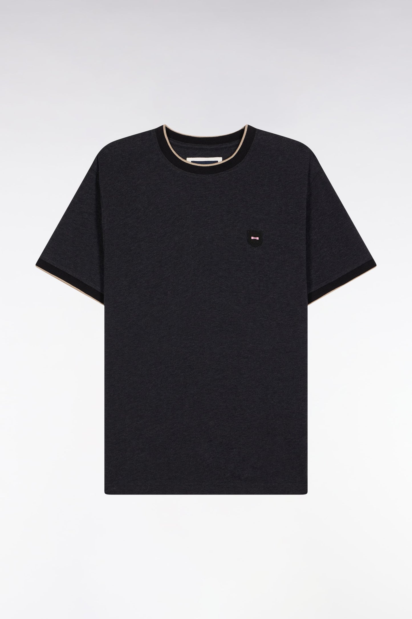 T-shirt à manches courtes en coton stretch gris anthracite coupe ajustée