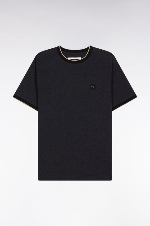 T-shirt à manches courtes en coton stretch gris anthracite coupe ajustée - Image 2