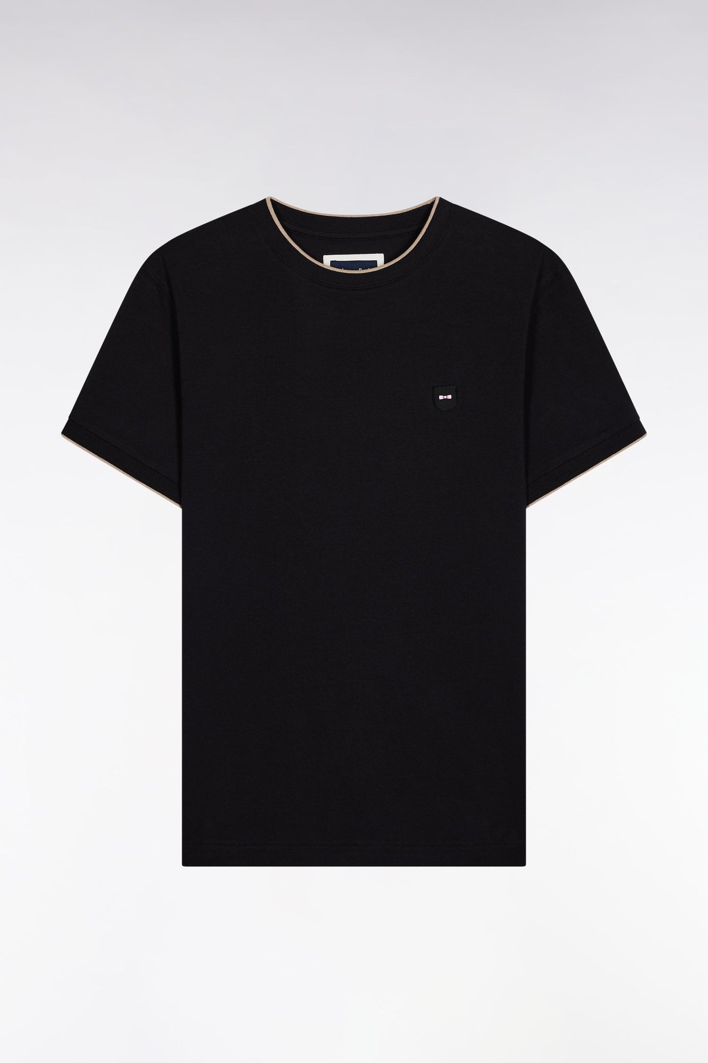 T-shirt à manches courtes en coton stretch noir coupe ajustée