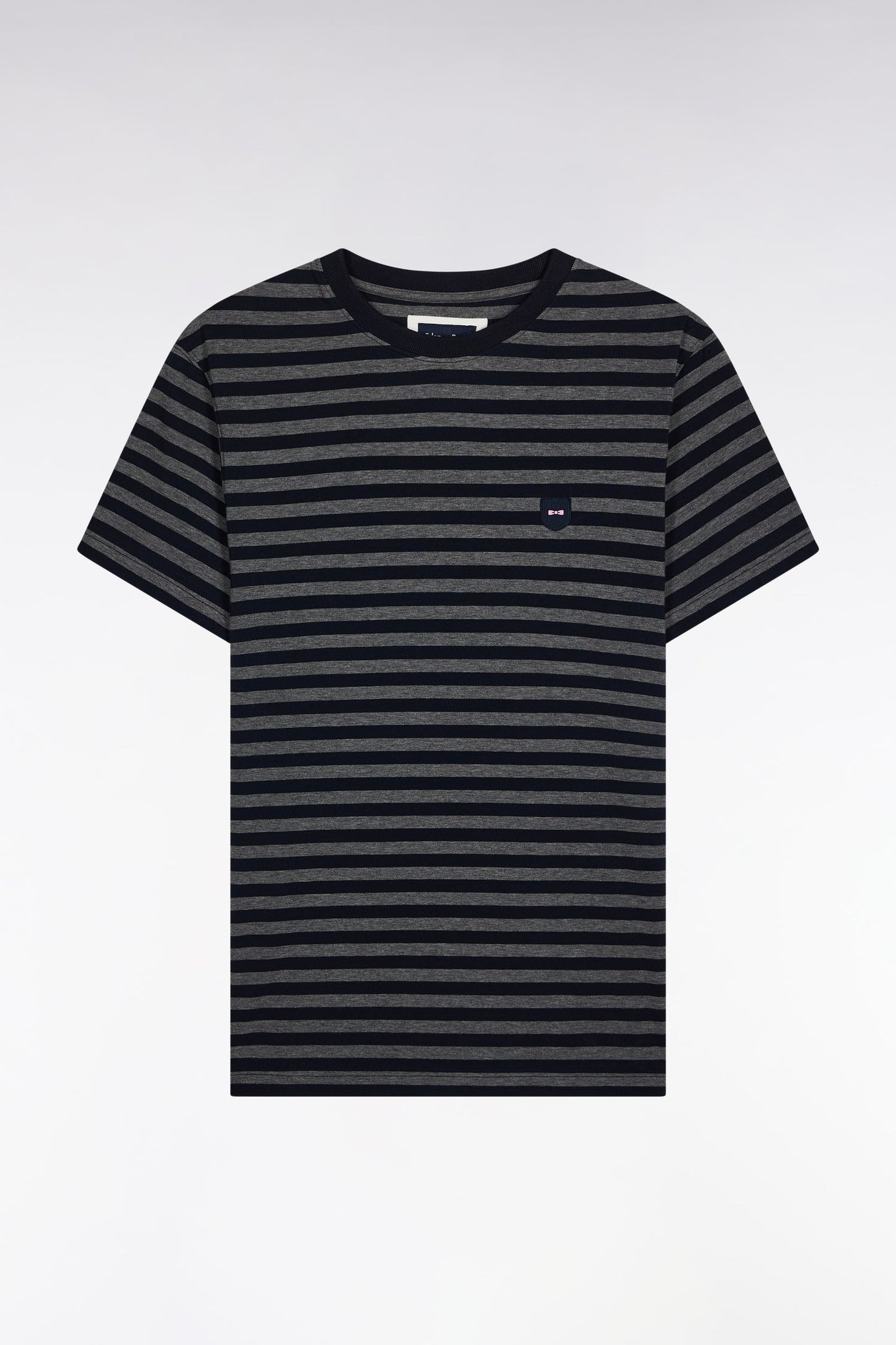 T-shirt à manches courtes en jersey de coton rayé gris
