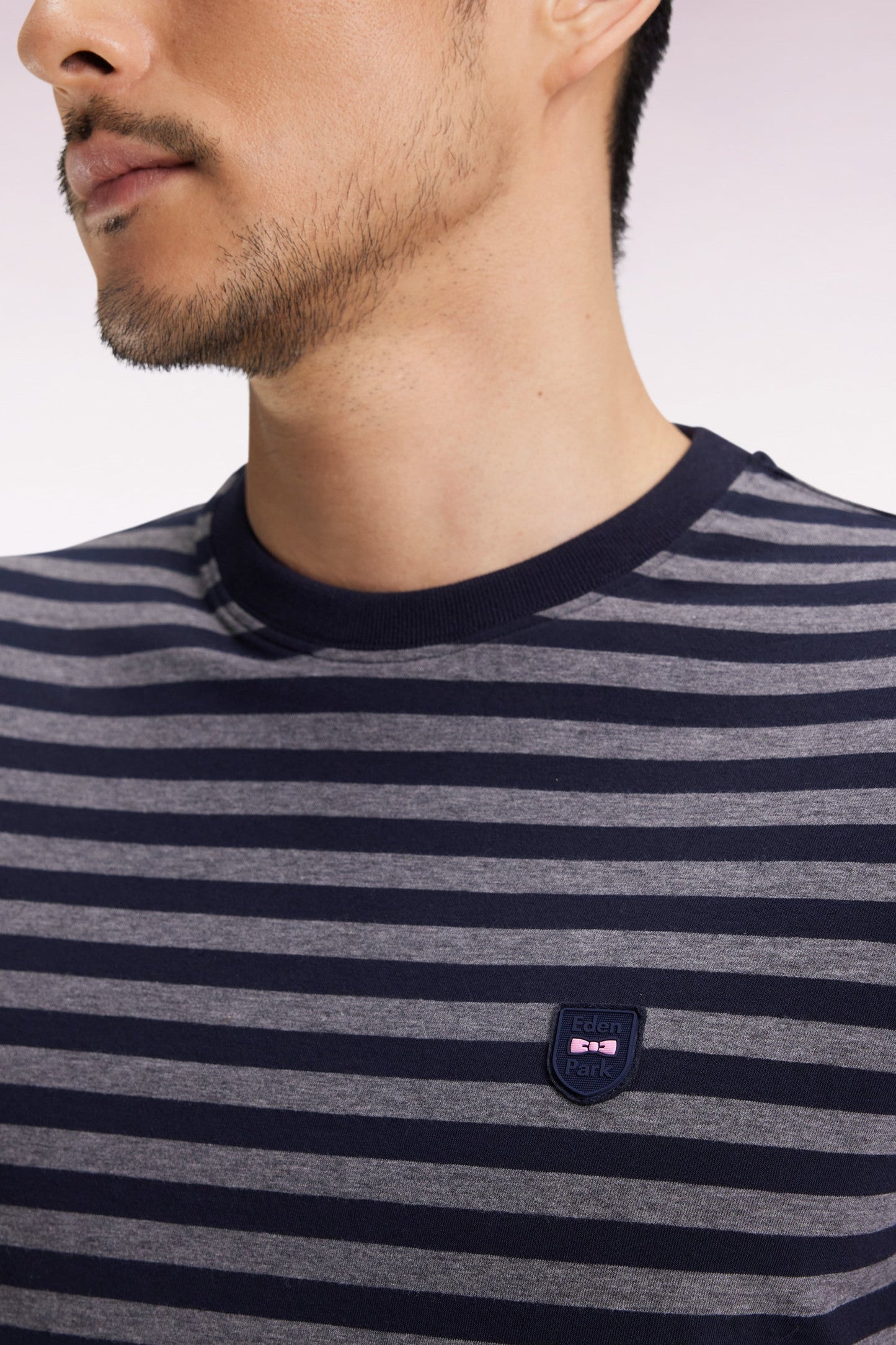 T-shirt à manches courtes en jersey de coton rayé gris