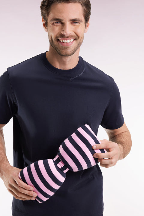 T-shirt à manches courtes en coton marine à logo - Image 3