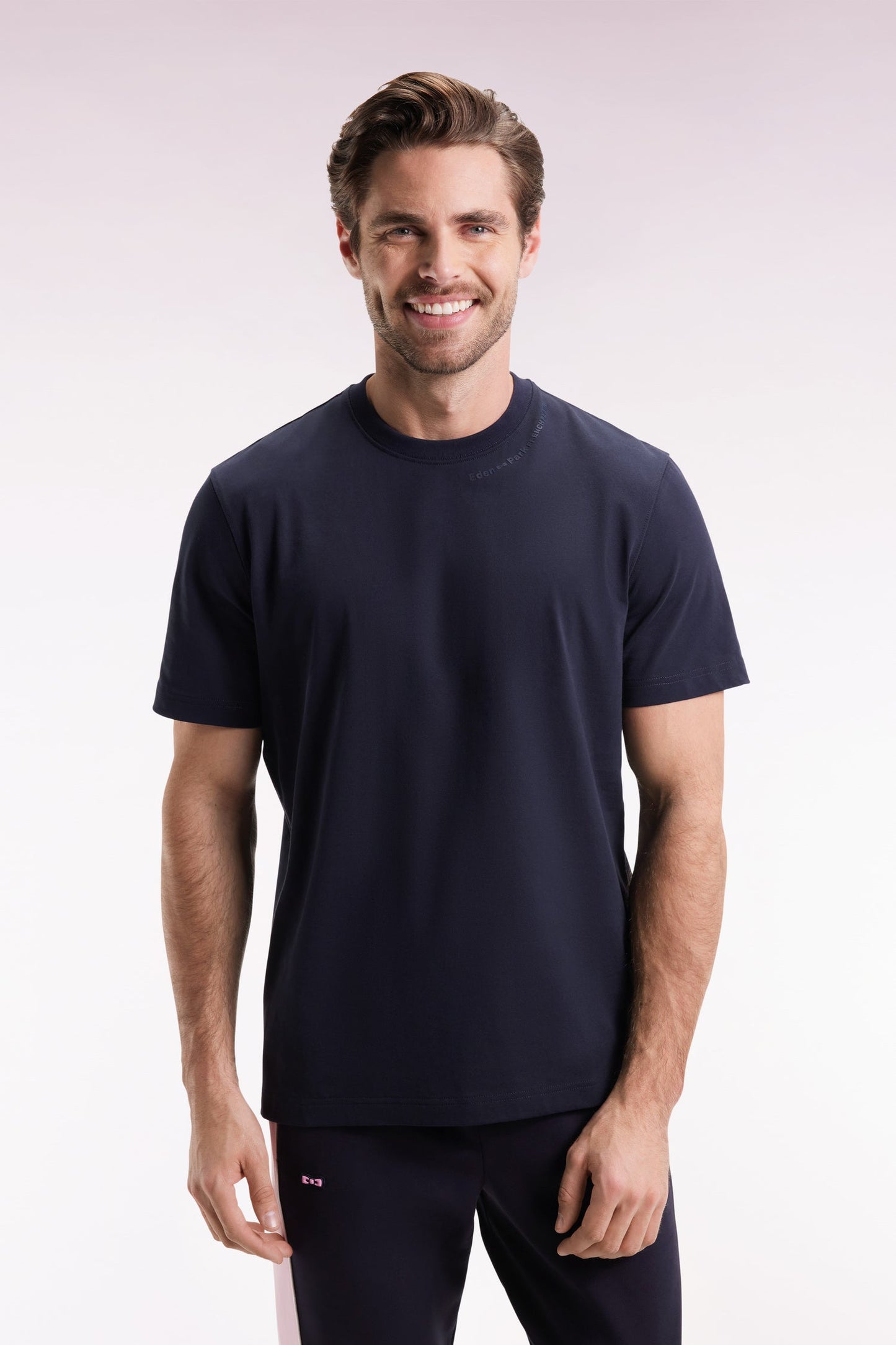 T-shirt à manches courtes en coton marine à logo