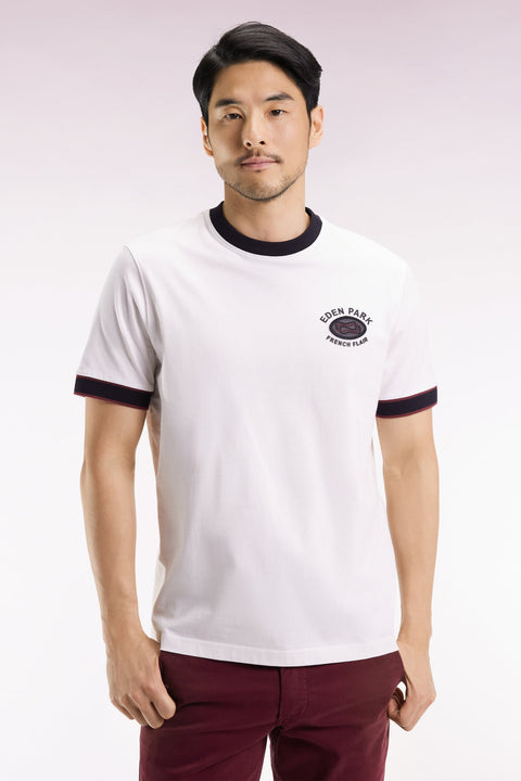 T-shirt à manches courtes en coton blanc Eden Park French Flair - Image 1