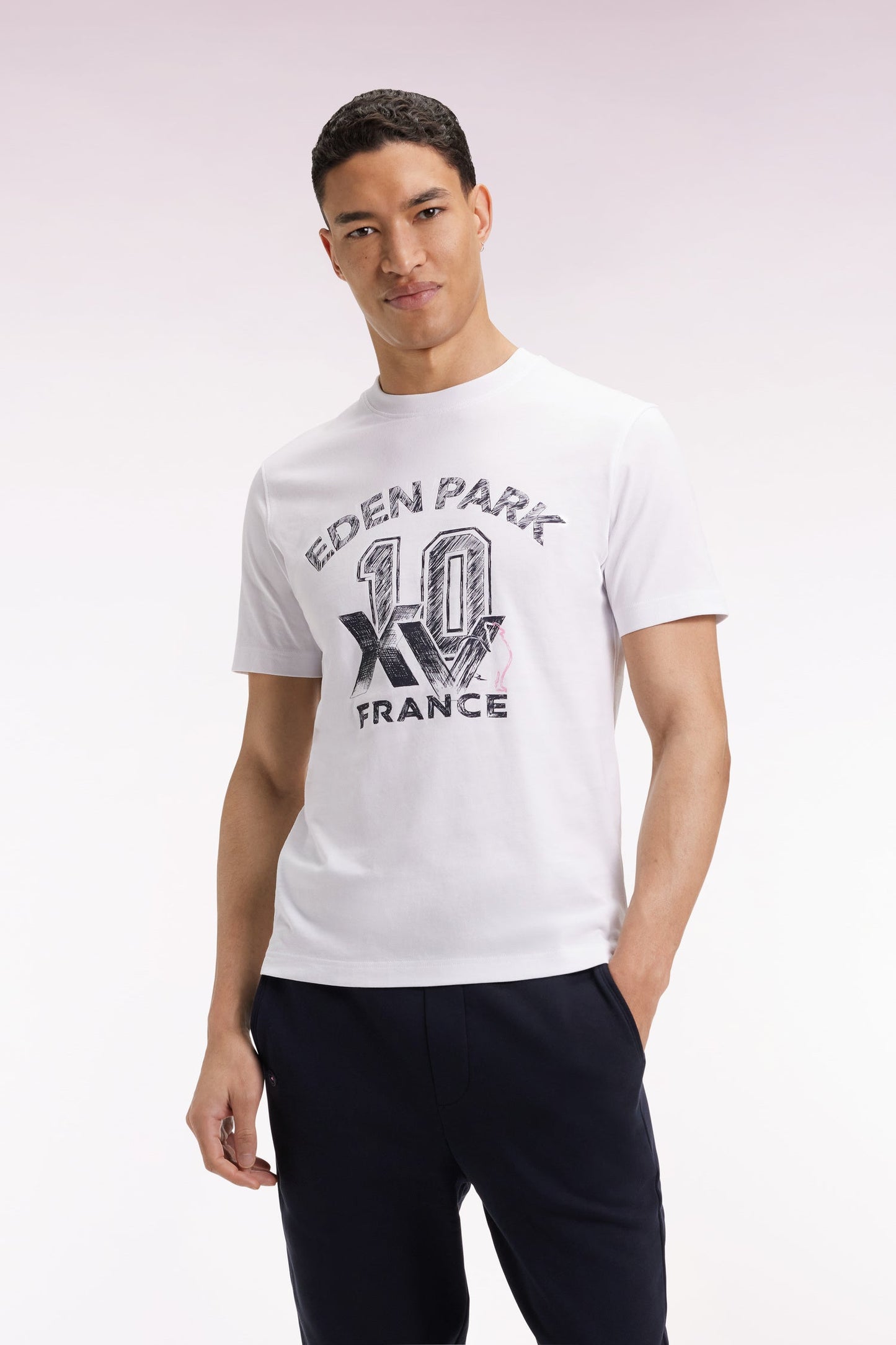 T-shirt à manches courtes blanc sérigraphie XV de France