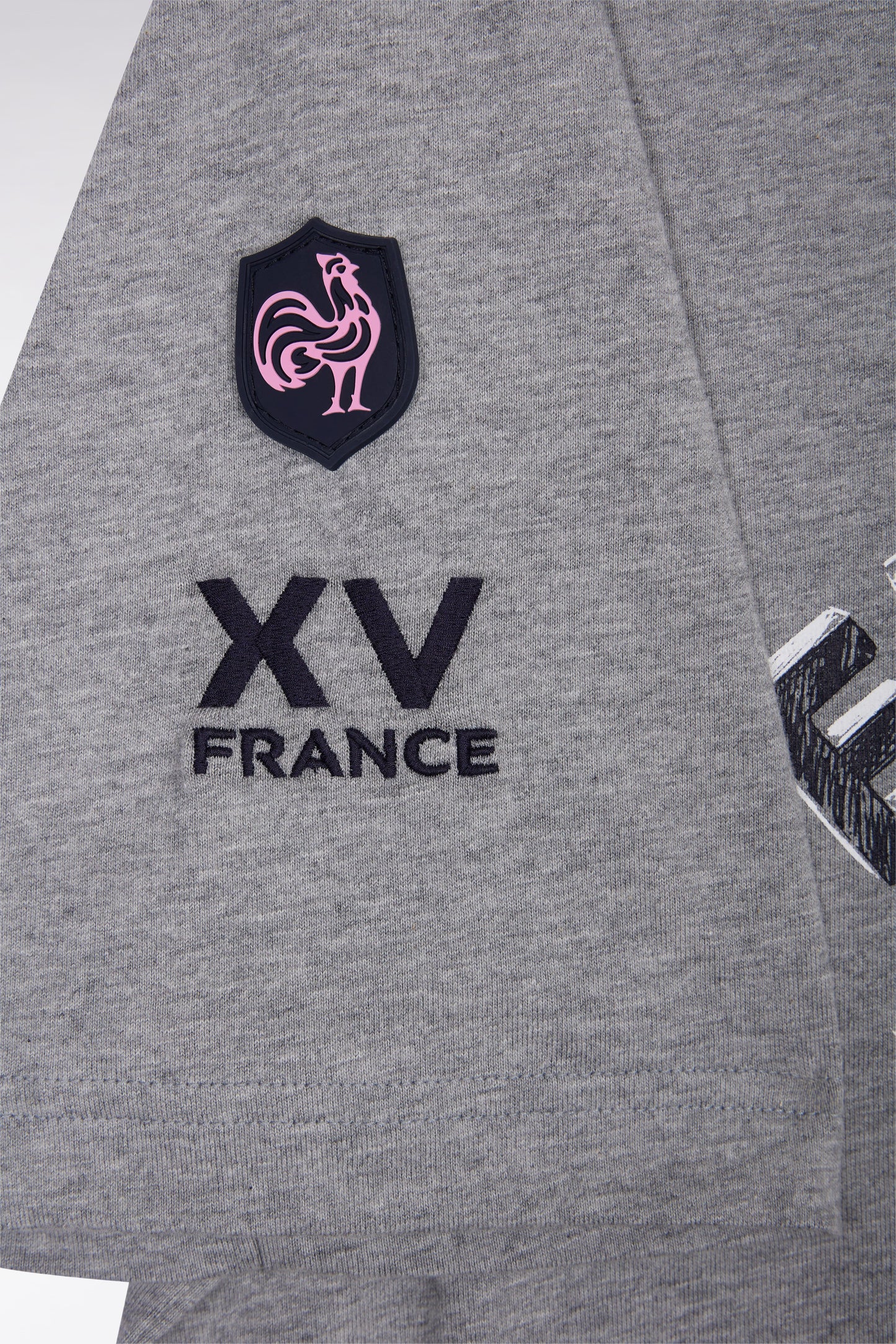 T-shirt à manches courtes gris sérigraphie coq XV de France