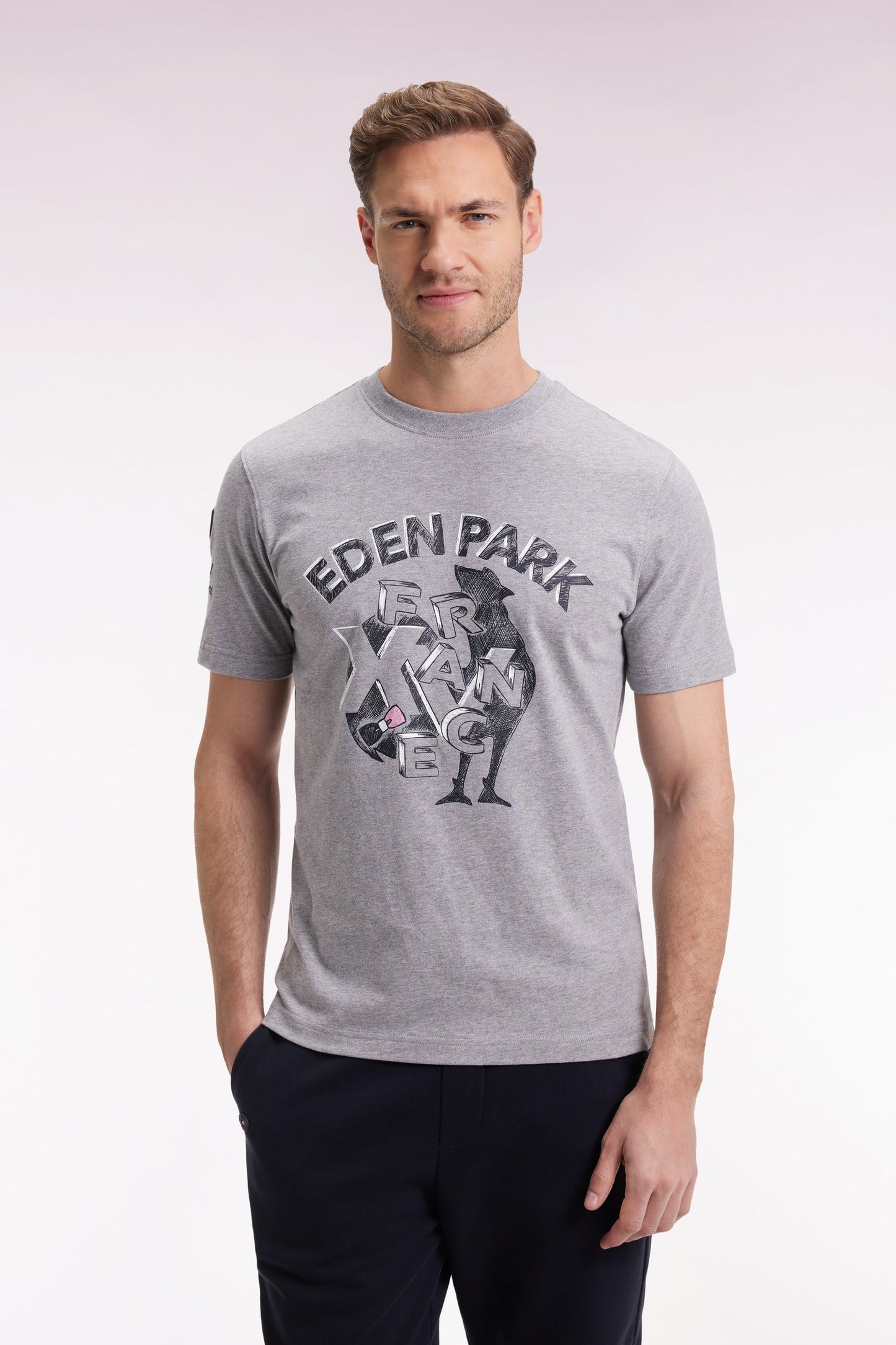 T-shirt à manches courtes gris sérigraphie coq XV de France