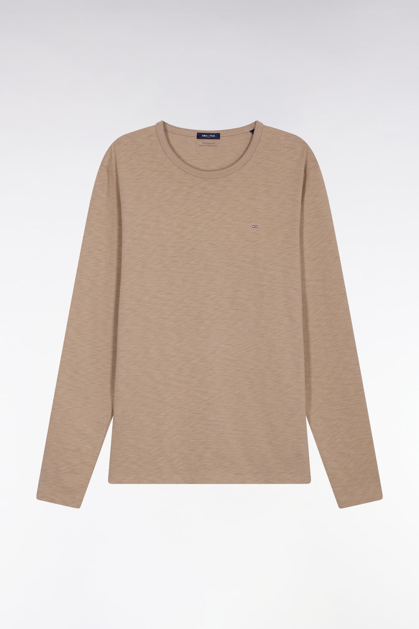 T-shirt à manches longues en coton slub beige