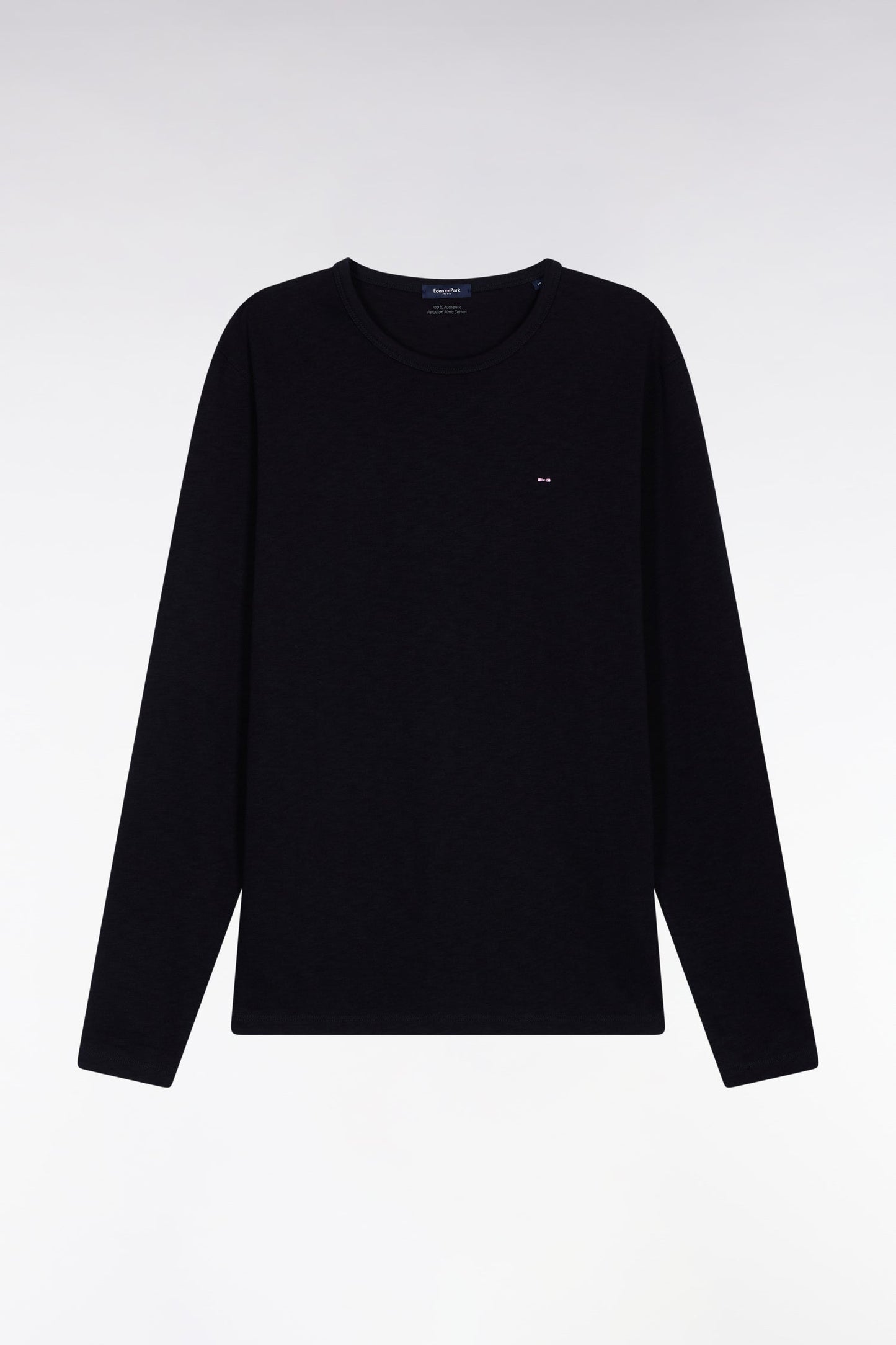T-shirt à manches longues en coton slub noir
