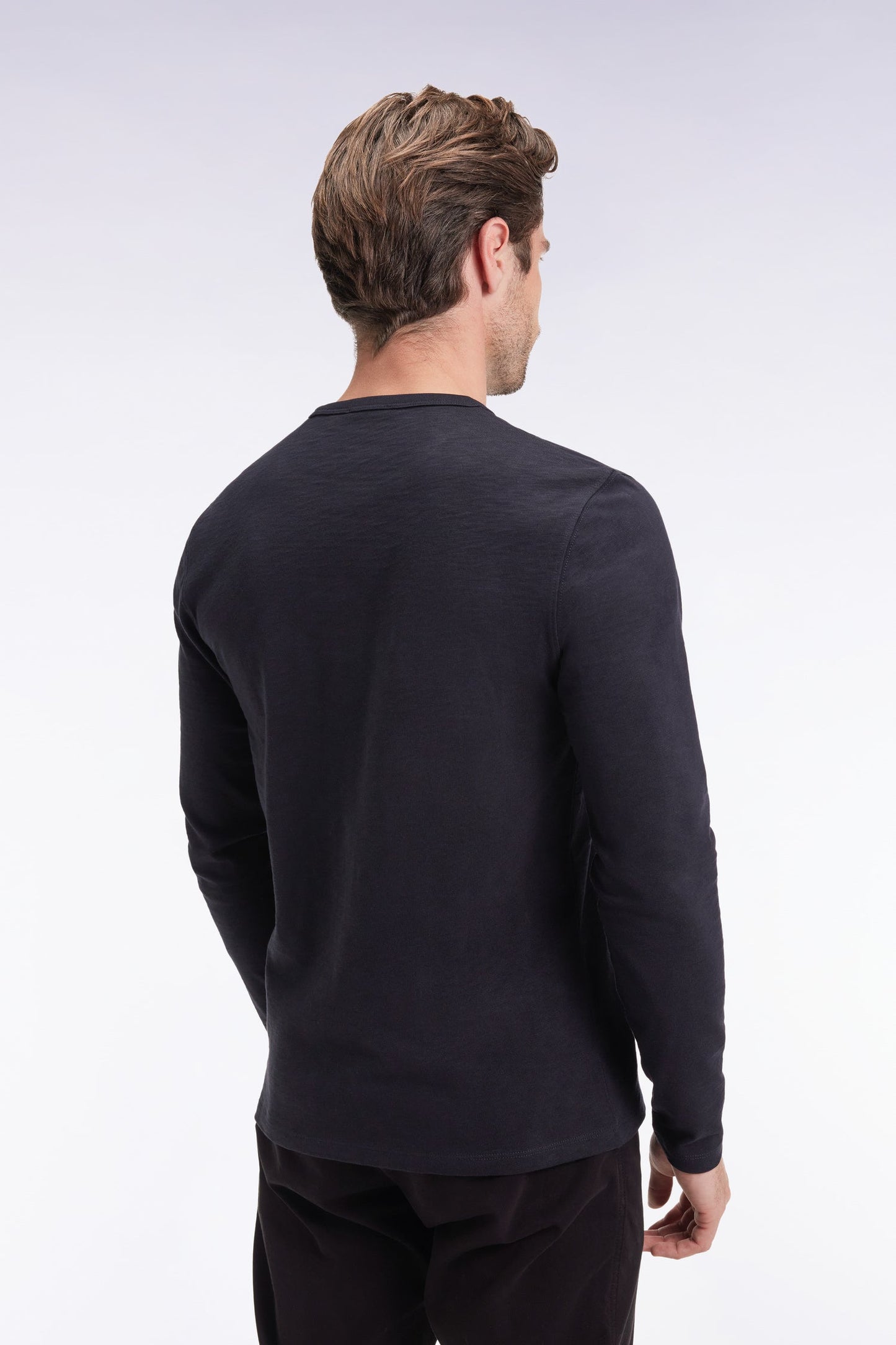 T-shirt à manches longues en coton slub noir