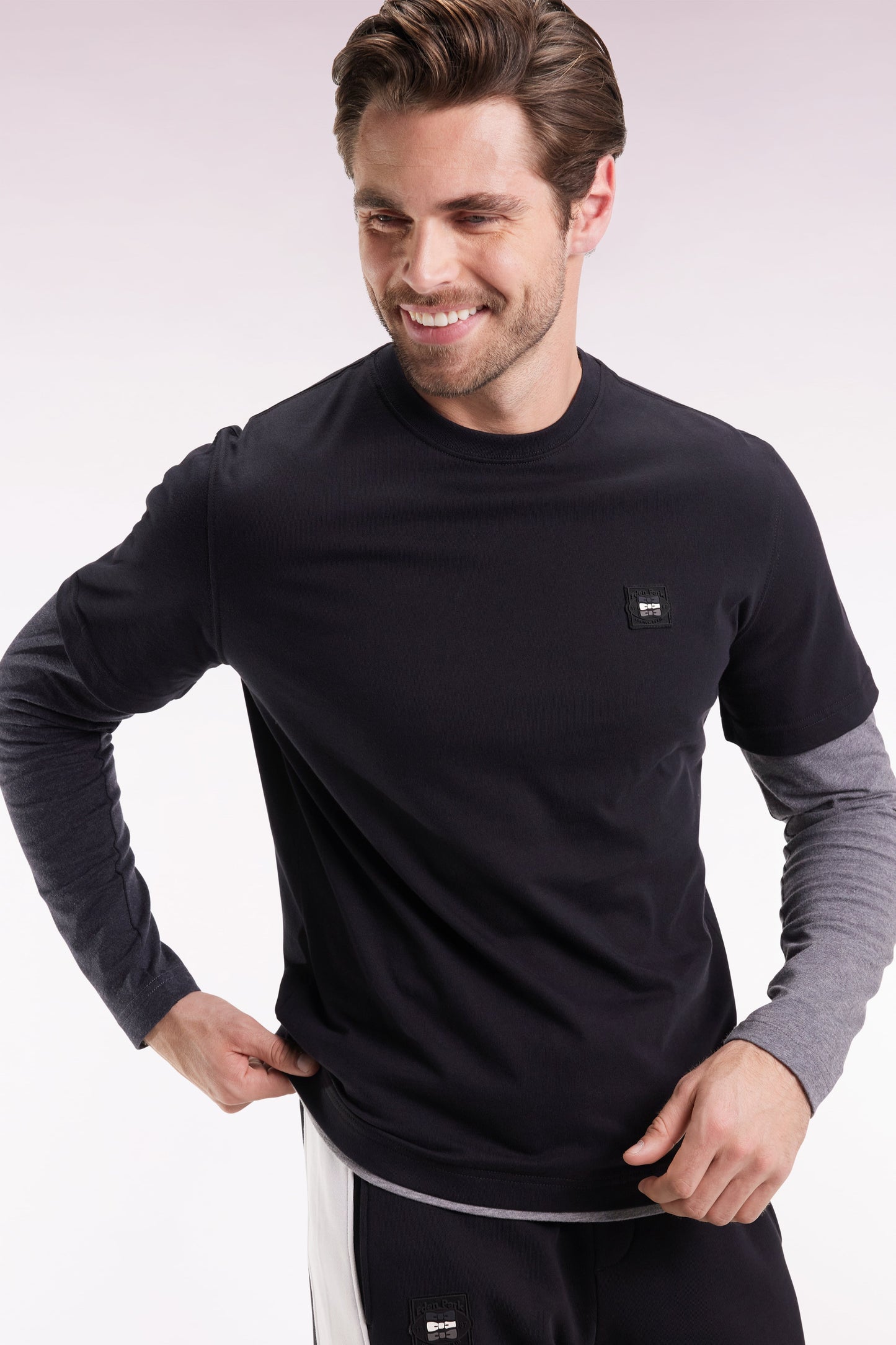 T-shirt à manches longues en coton noir