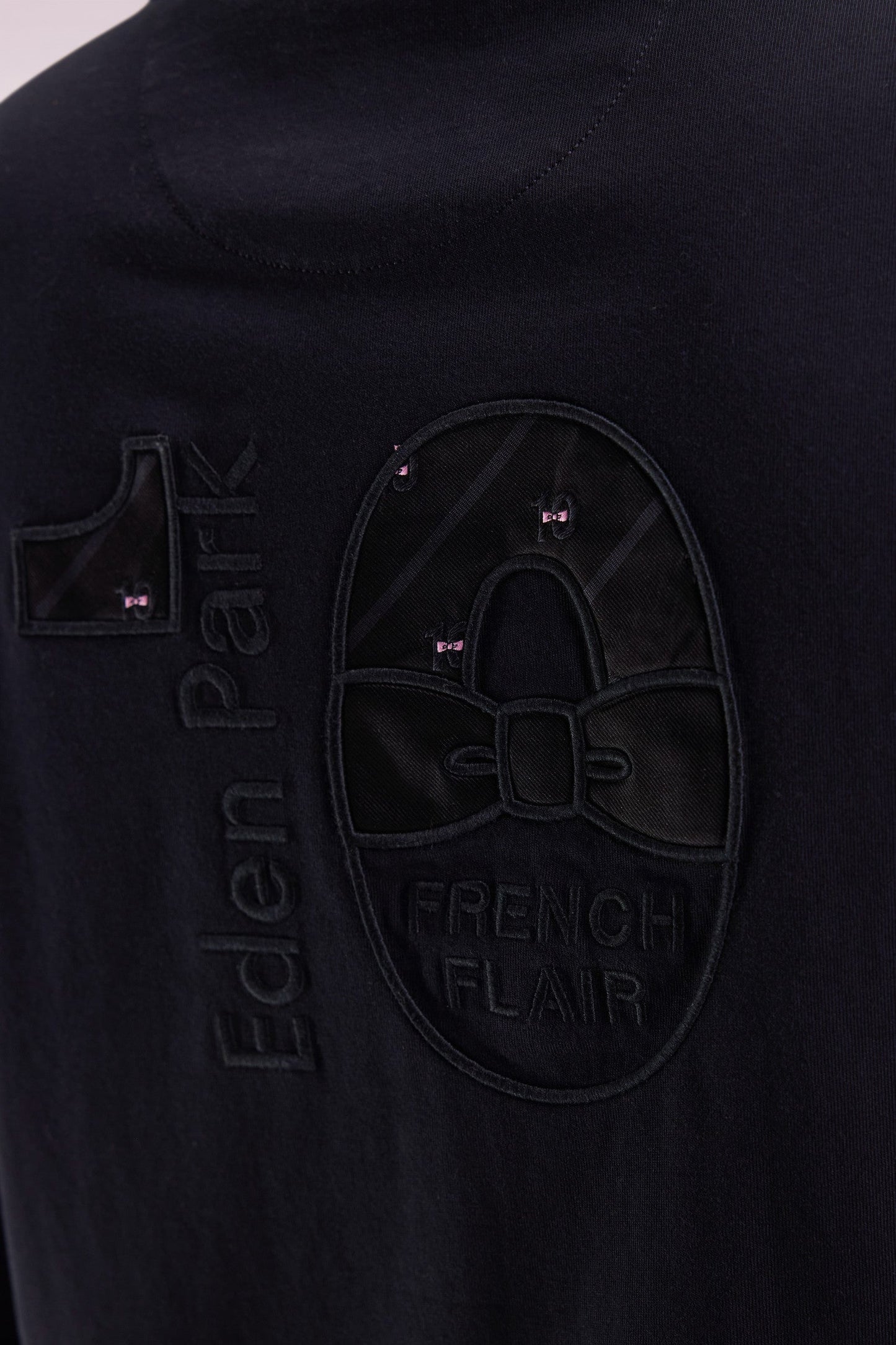 T-shirt col rond à manches longues en coton noir