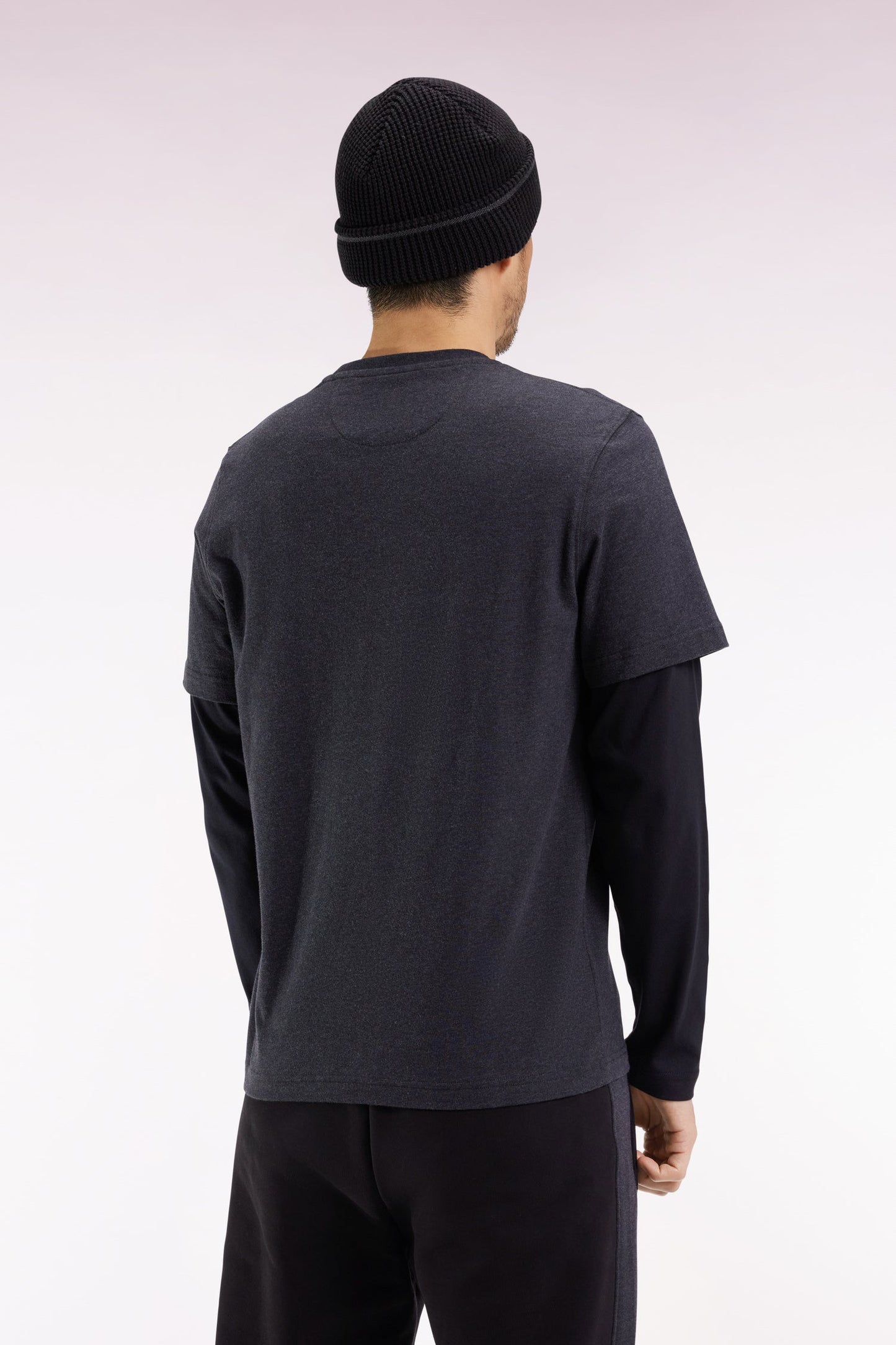 T-shirt à manches longues en coton gris effet superposition