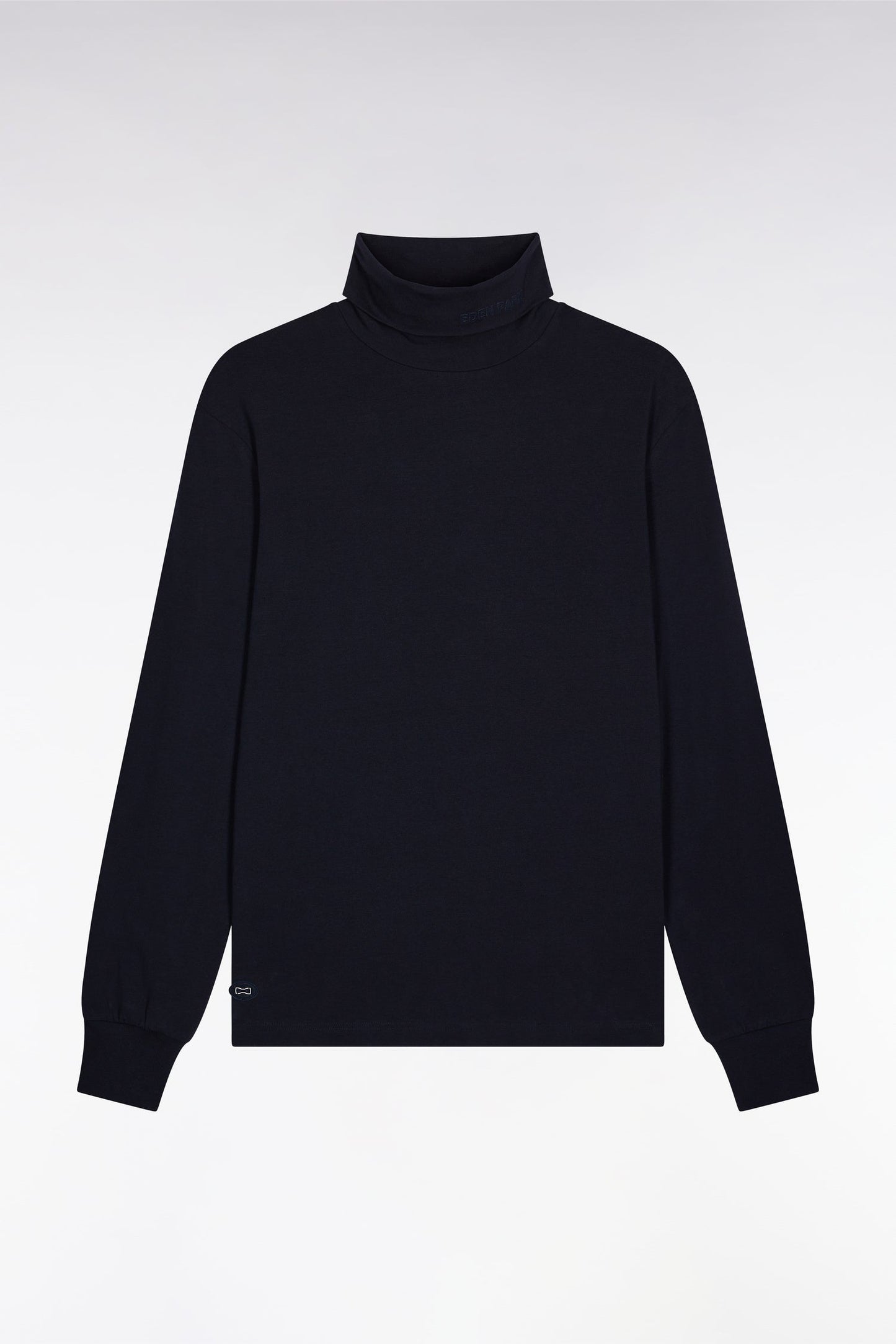 T-shirt col roulé à manches longues en coton stretch marine