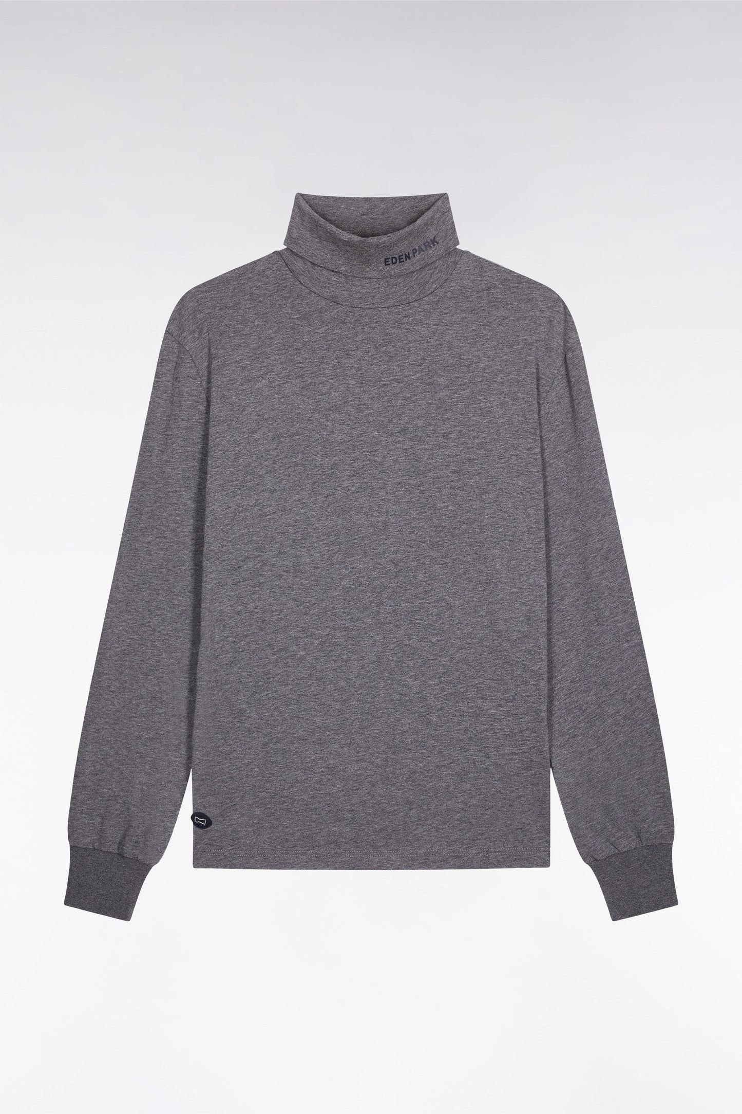 T-shirt col roulé à manches longues en coton stretch gris