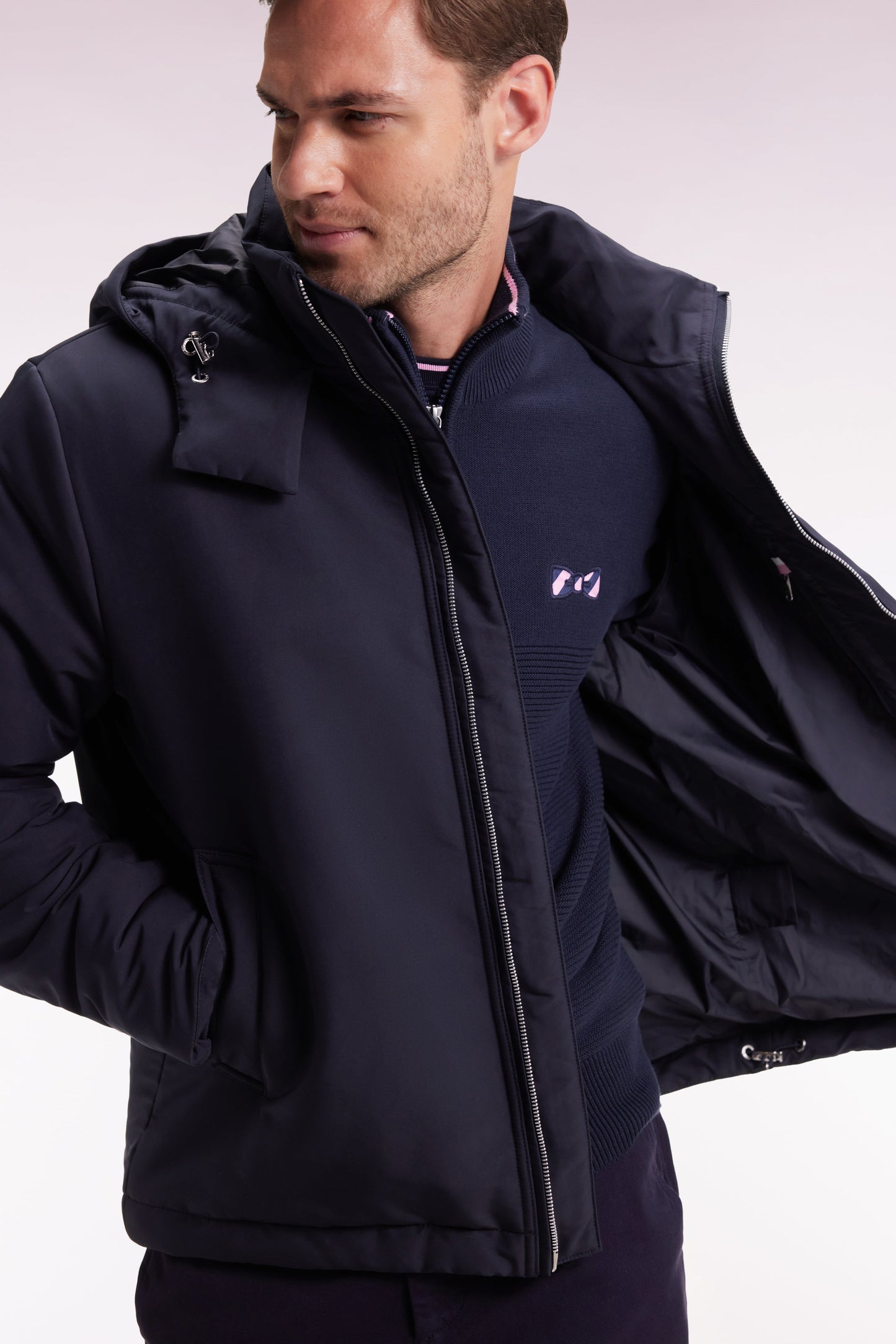 Blouson coupe vent marine à capuche