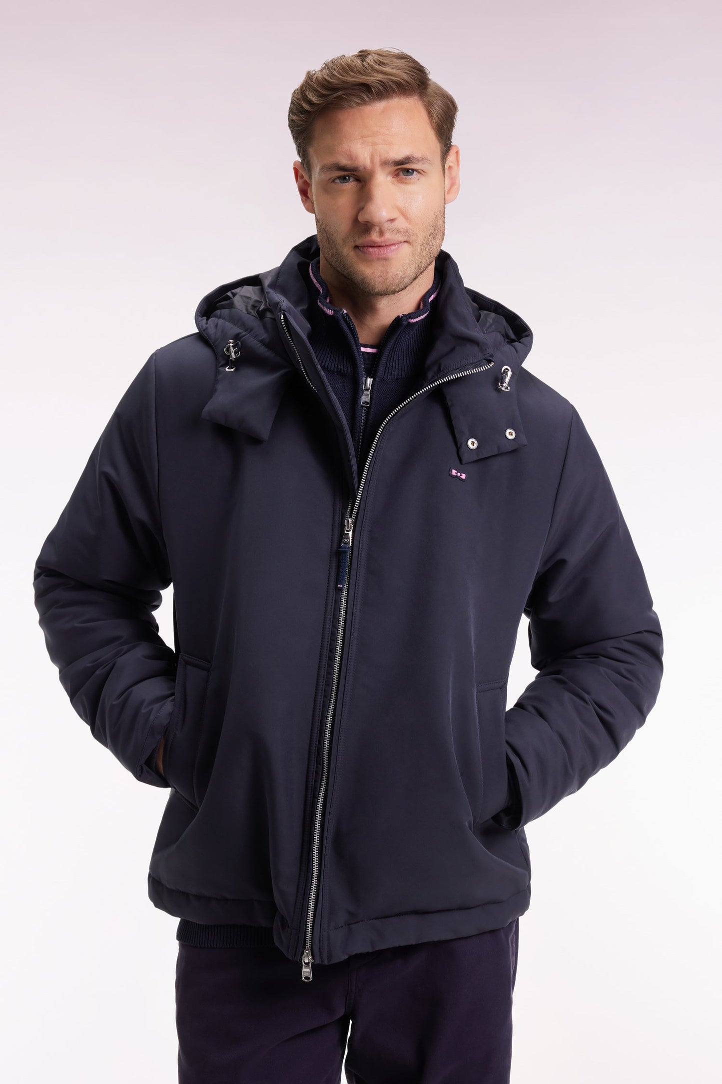 Blouson coupe vent marine à capuche