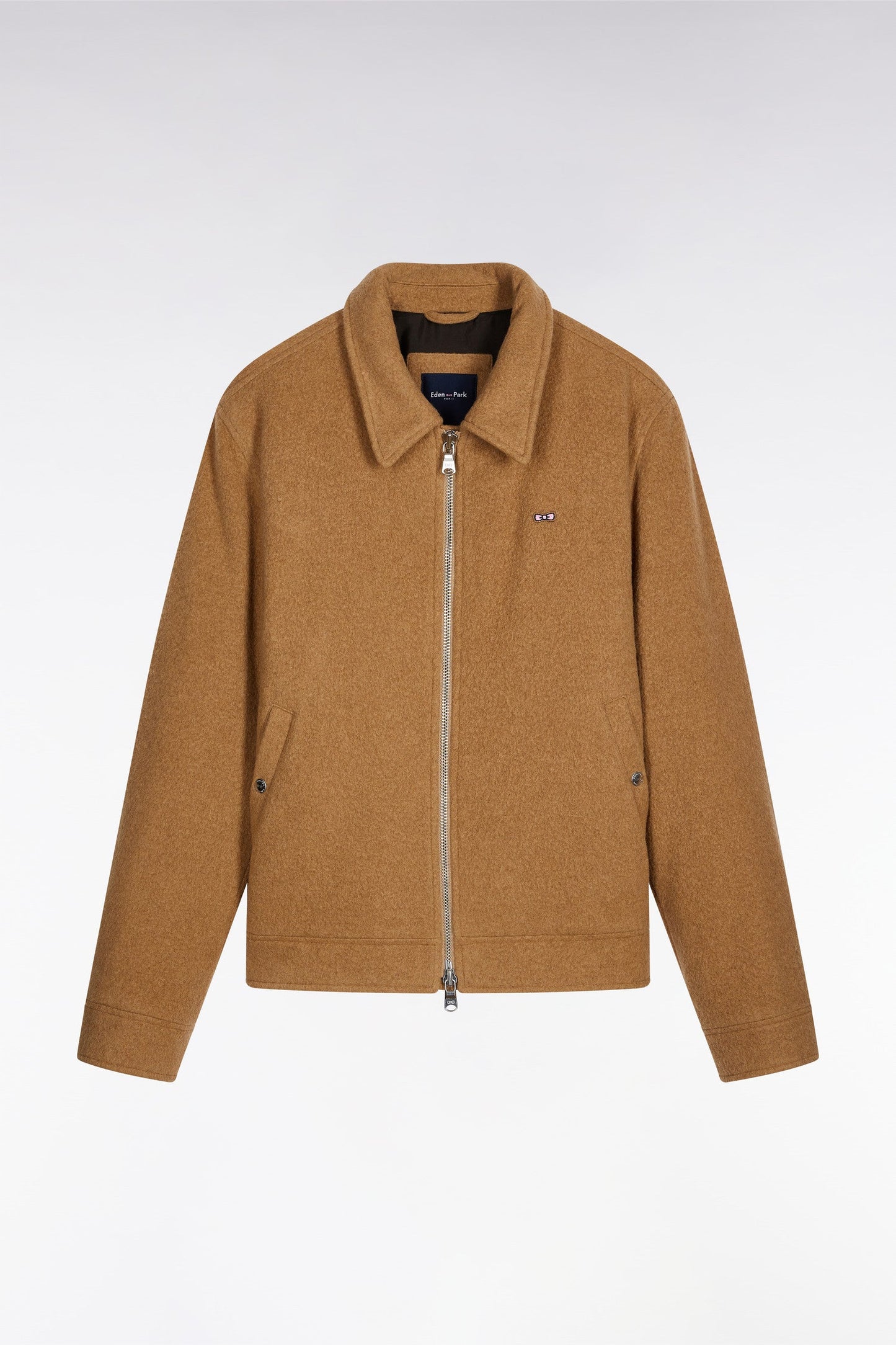 Blouson en laine bouillie mélangée camel
