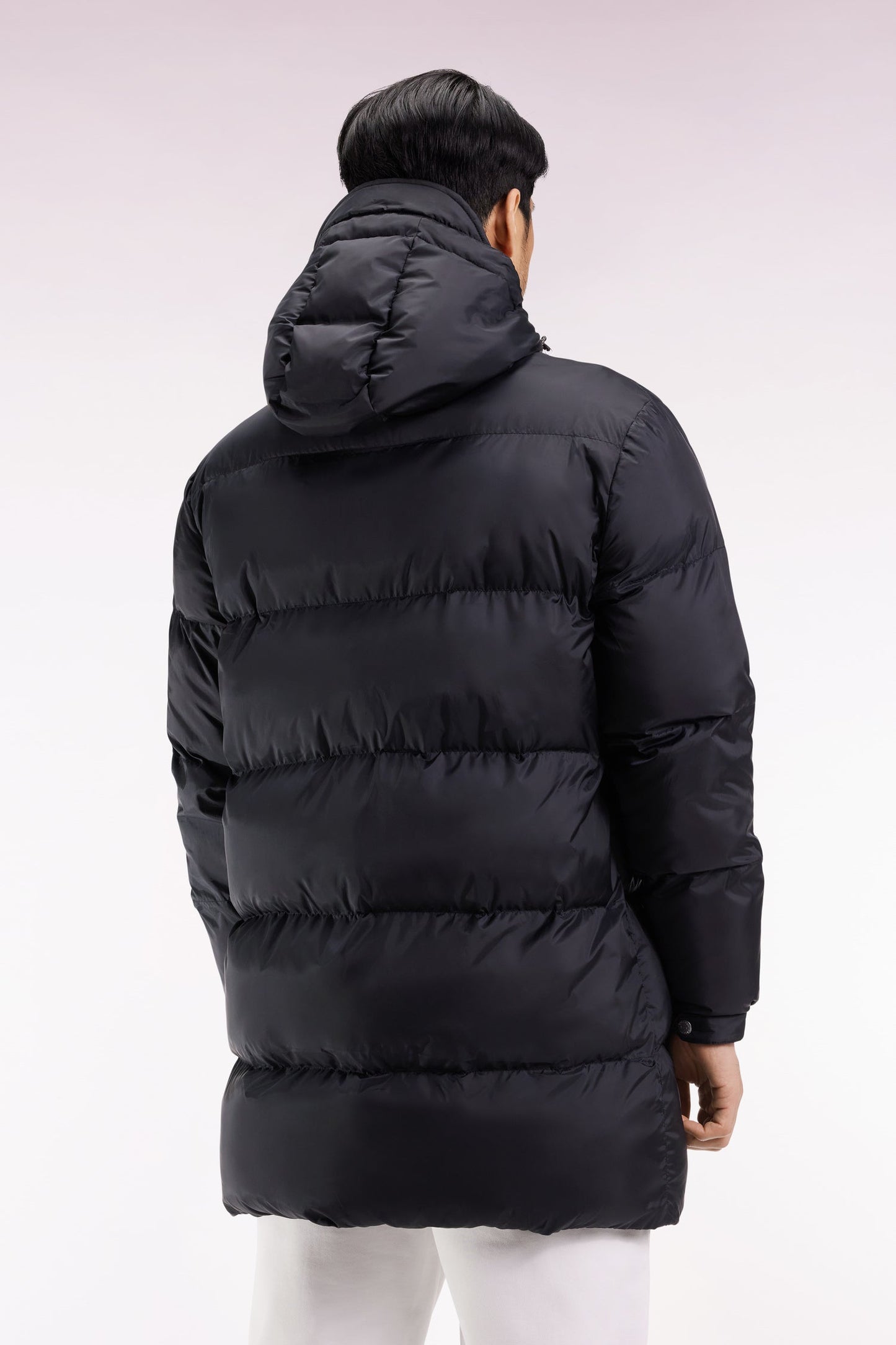 Doudoune longue en nylon matelassé noir