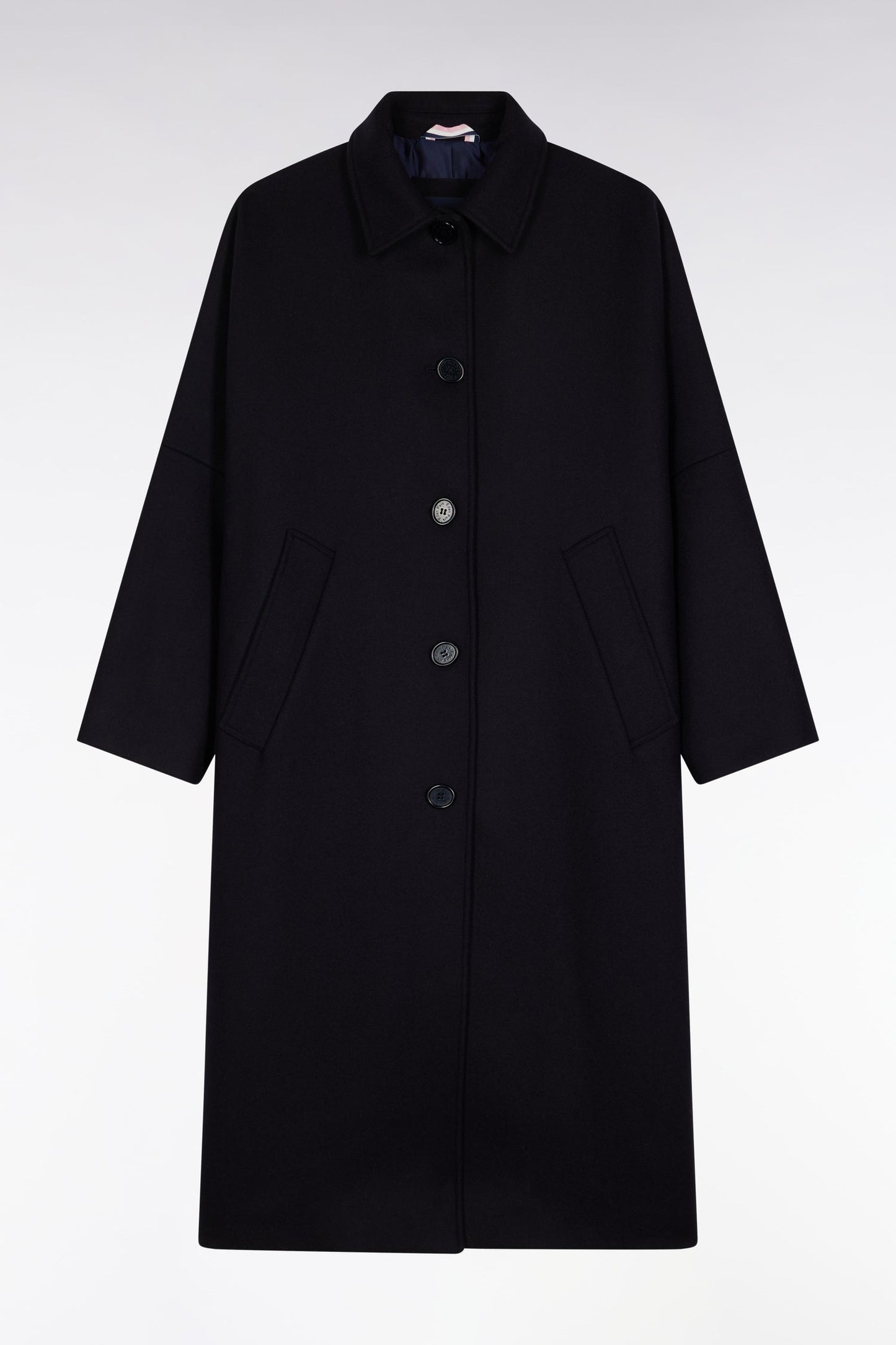 Manteau kimono en laine marine