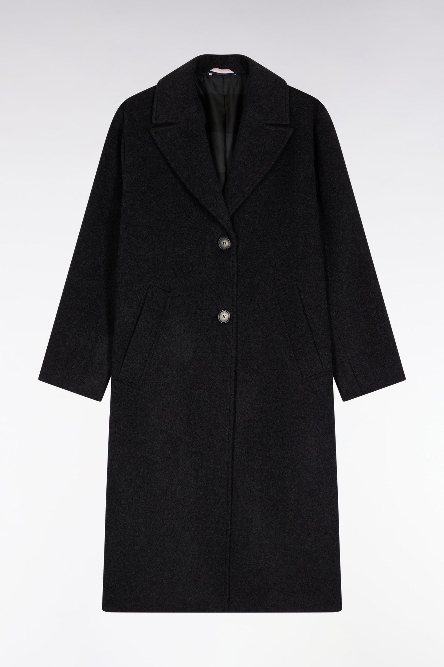 Manteau masculin coupe oversized en laine gris foncé